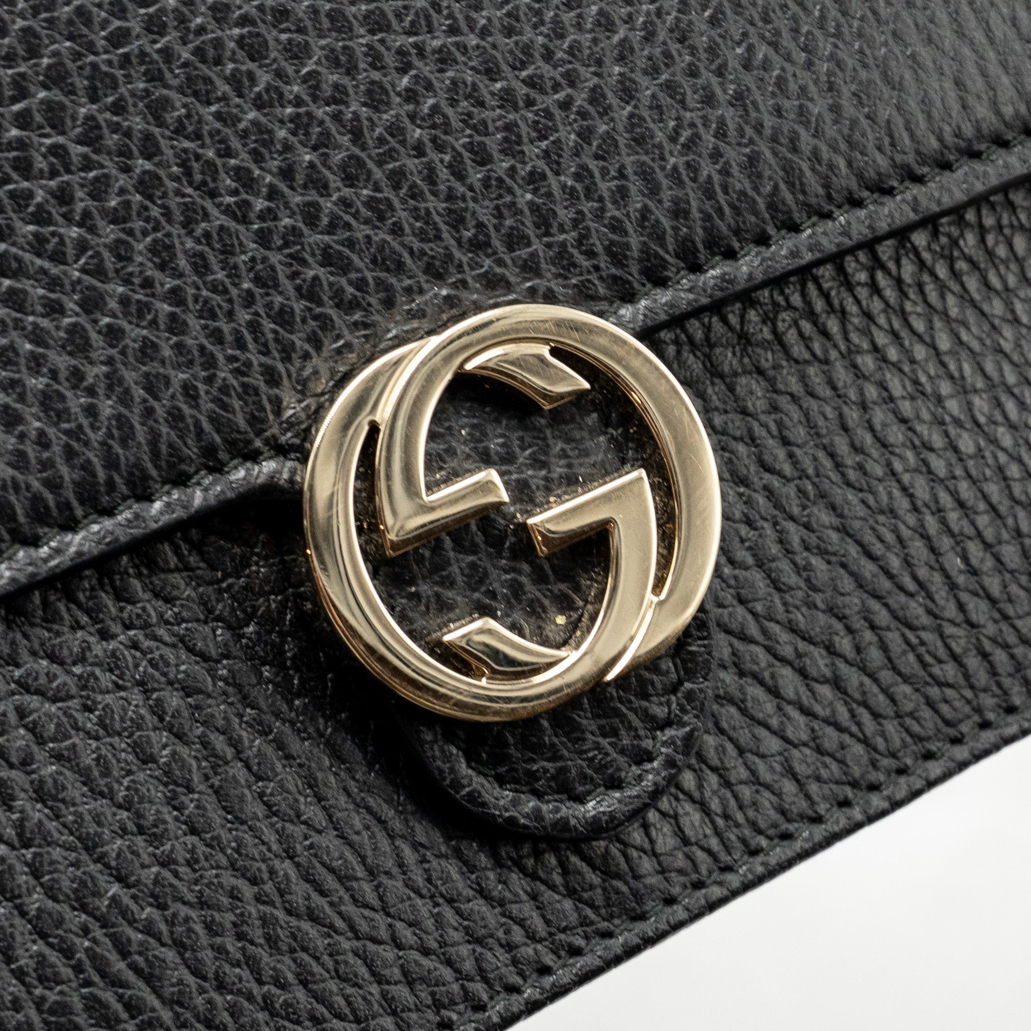 GUCCI INTERLOCKING CHAIN WALLET CALFSKIN BLACK GHW