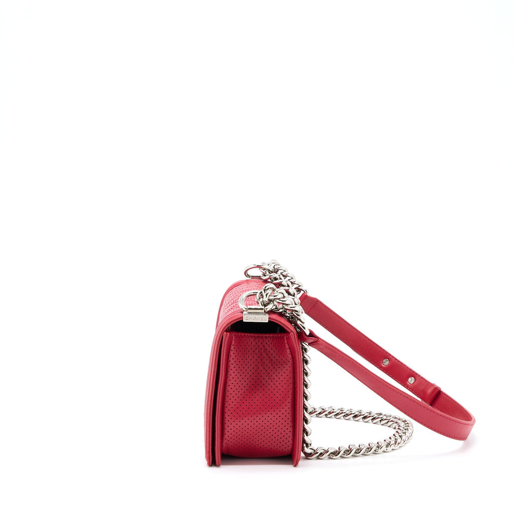 CHANEL MEDIUM BOY BAG LAMBSKIN RED SHW