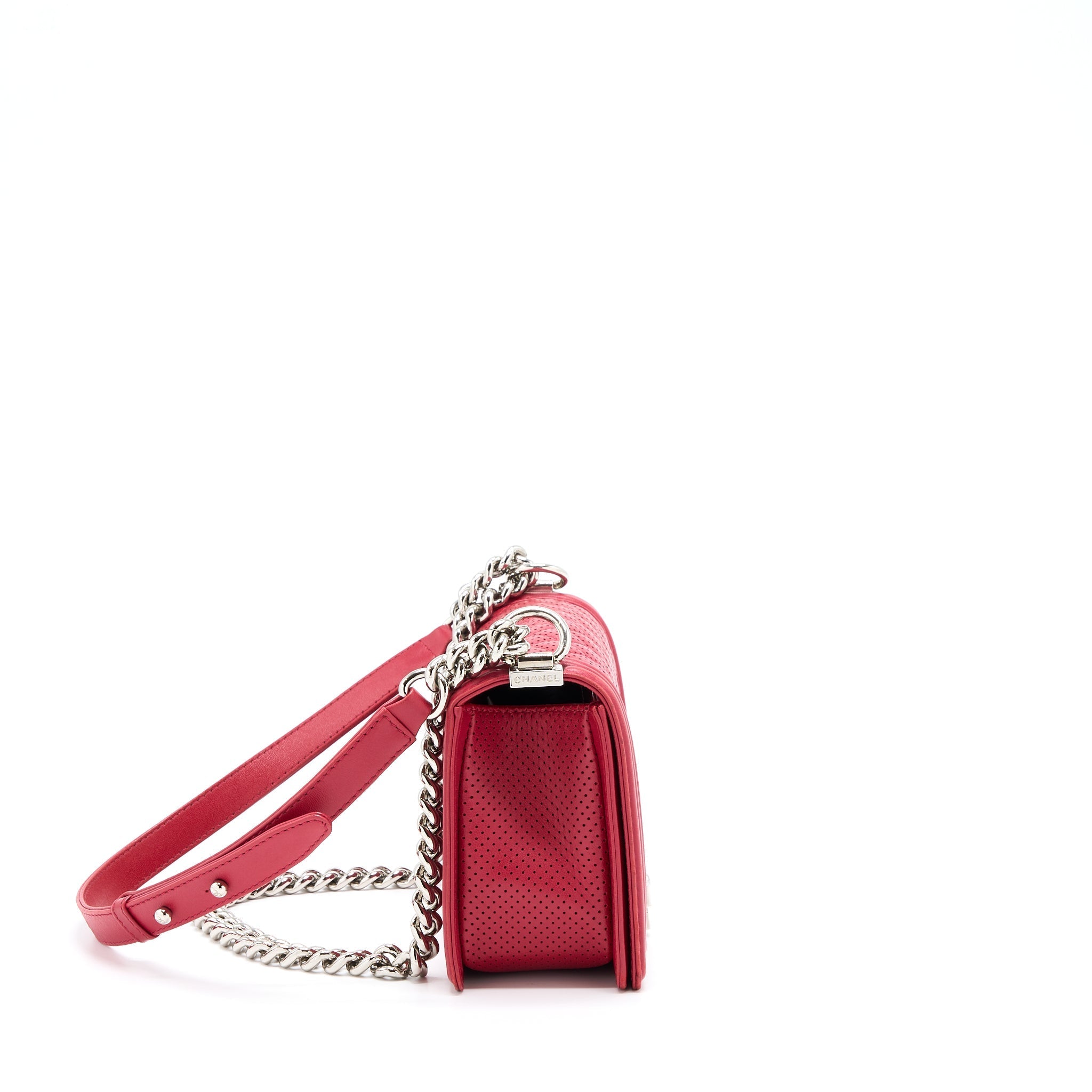 CHANEL MEDIUM BOY BAG LAMBSKIN RED SHW