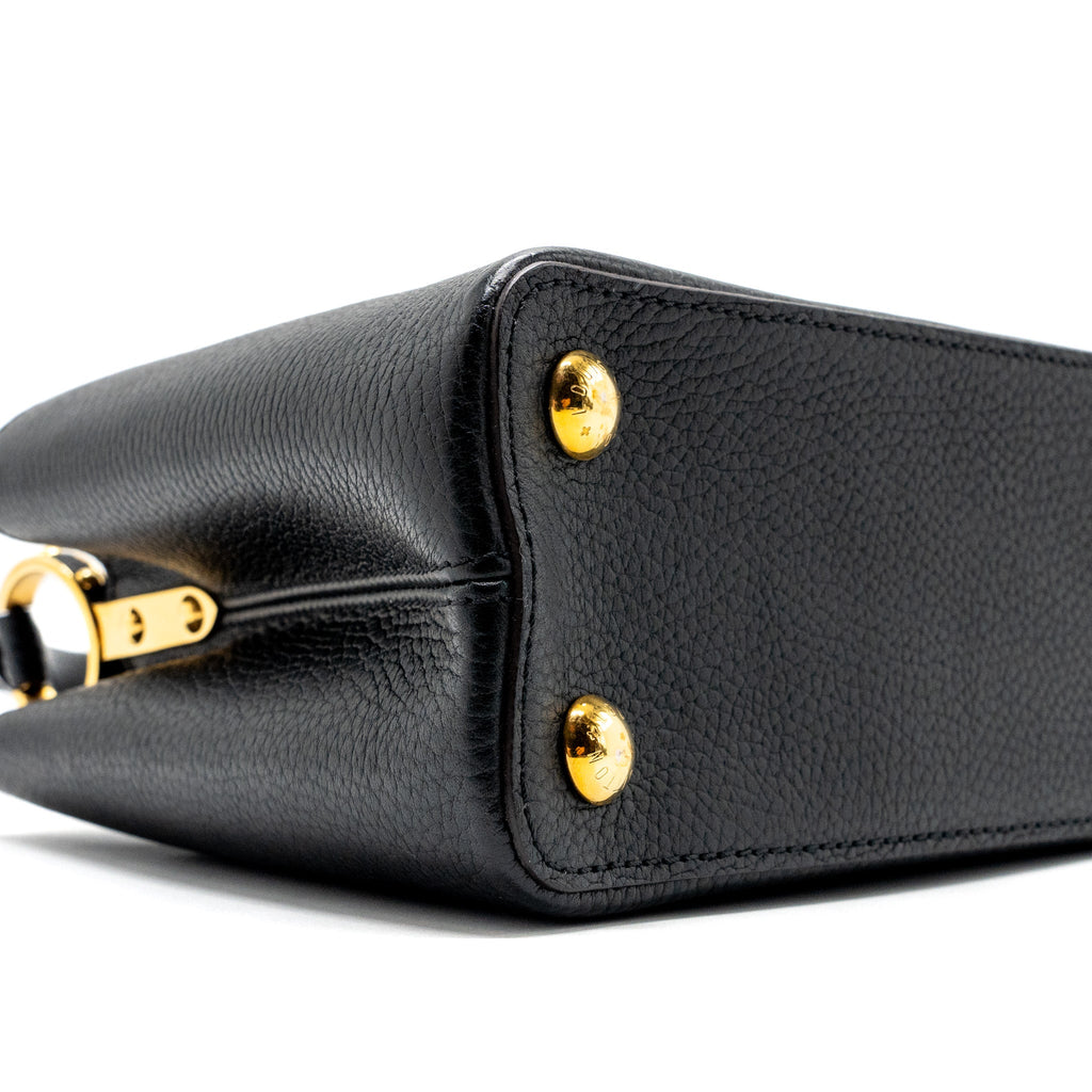LOUIS VUITTON CAPUCINES BB TAURILLON BLACK / PINK GHW