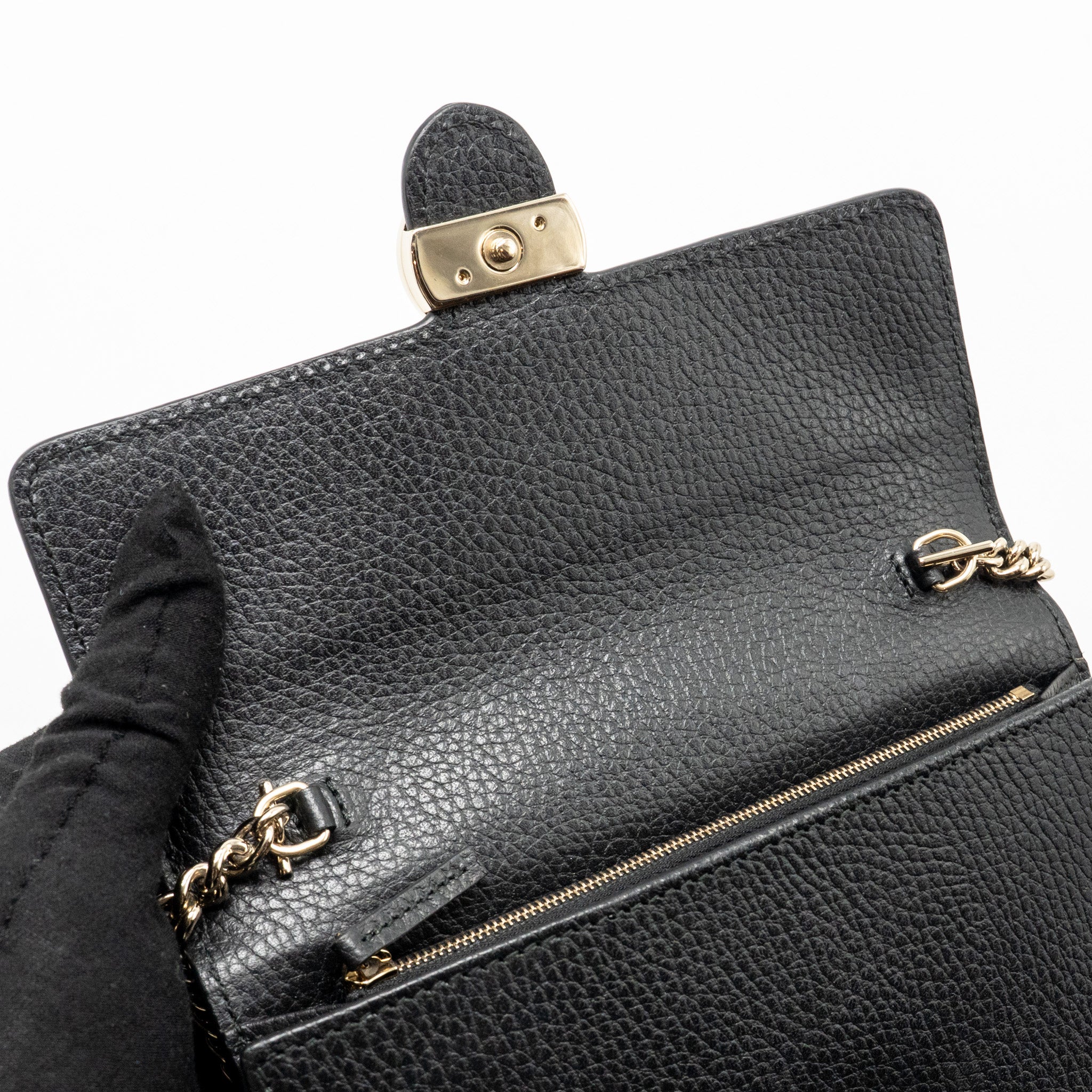 GUCCI INTERLOCKING CHAIN WALLET CALFSKIN BLACK GHW
