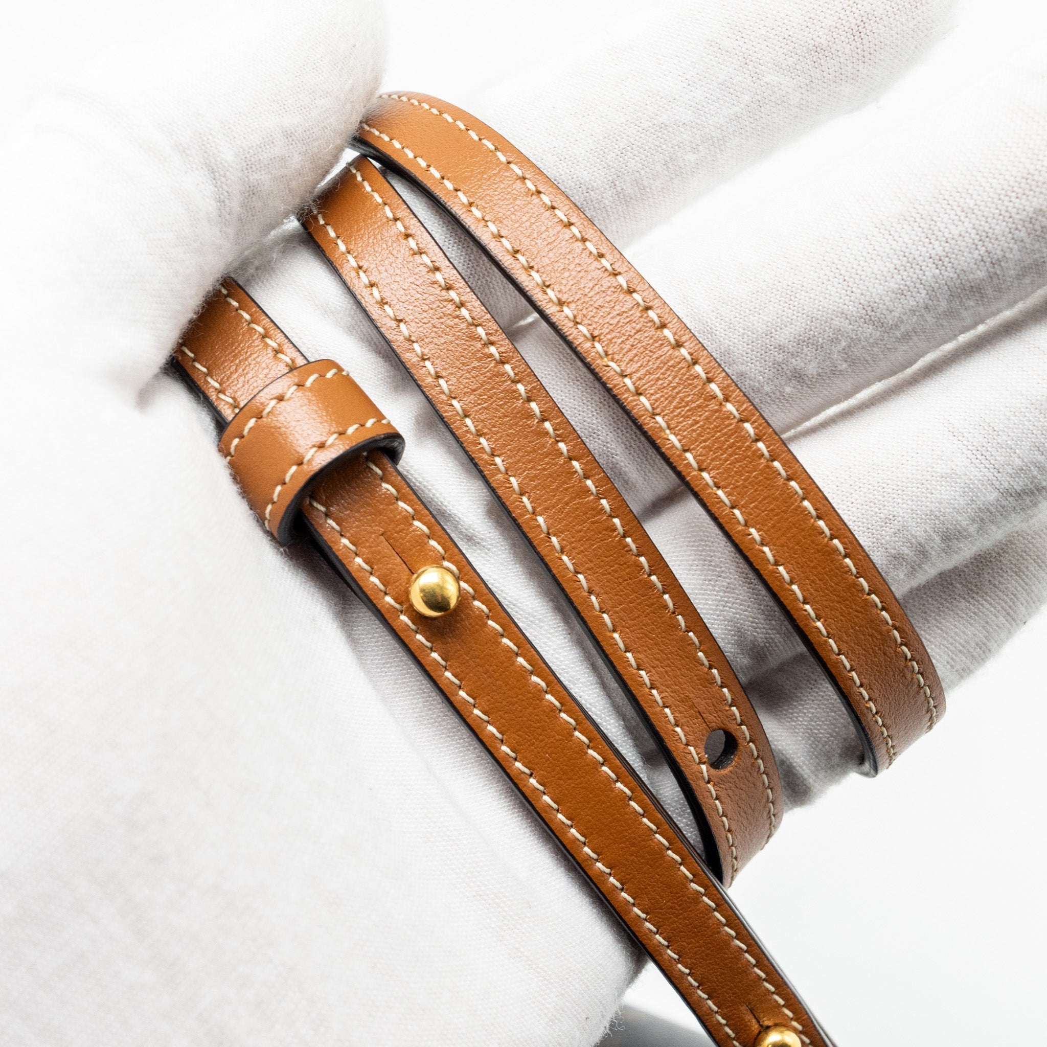 CELINE WALLET ON STRAP TRIOMPHE CANVAS/SMOOTH LAMBSKIN TAN GHW