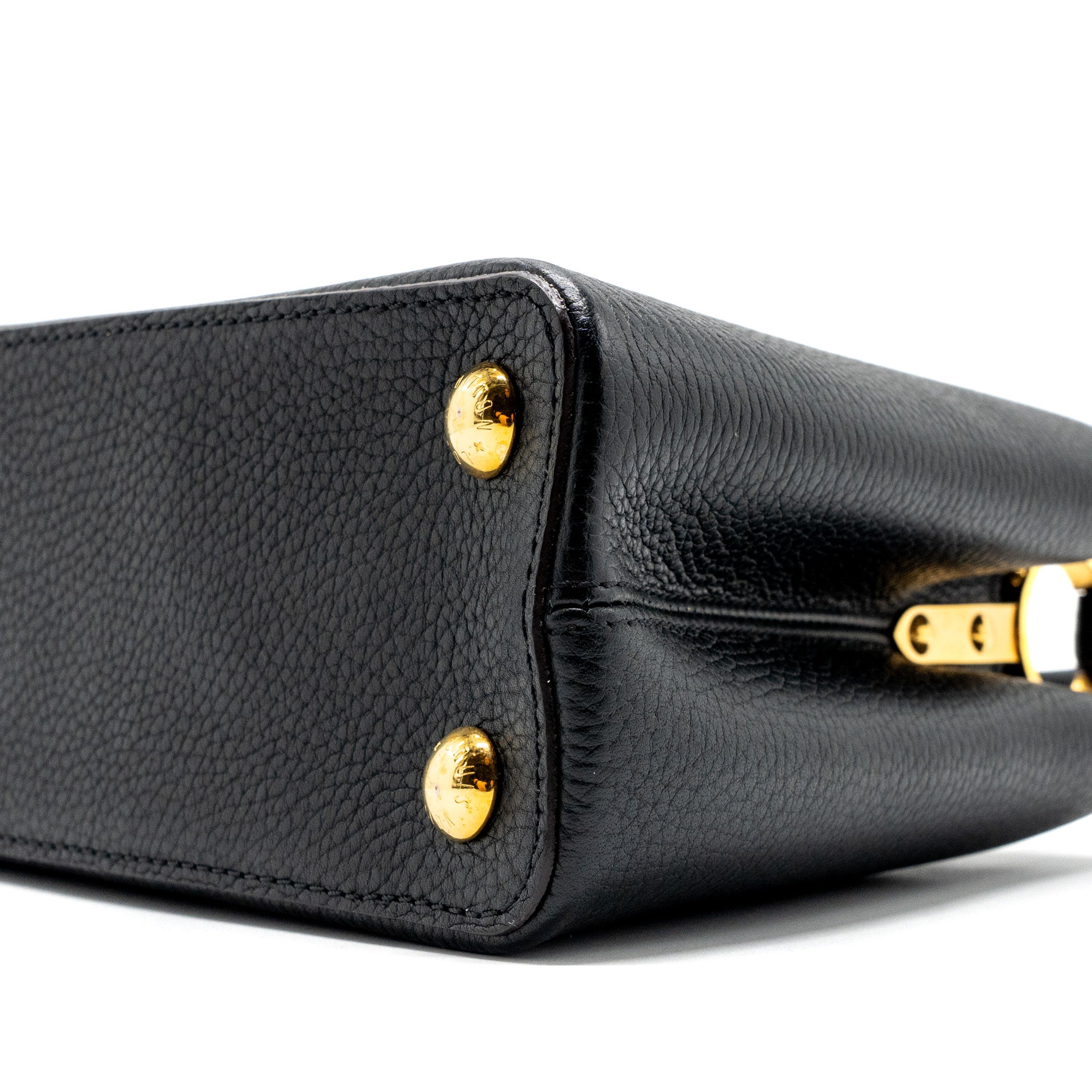 LOUIS VUITTON CAPUCINES BB TAURILLON BLACK / PINK GHW