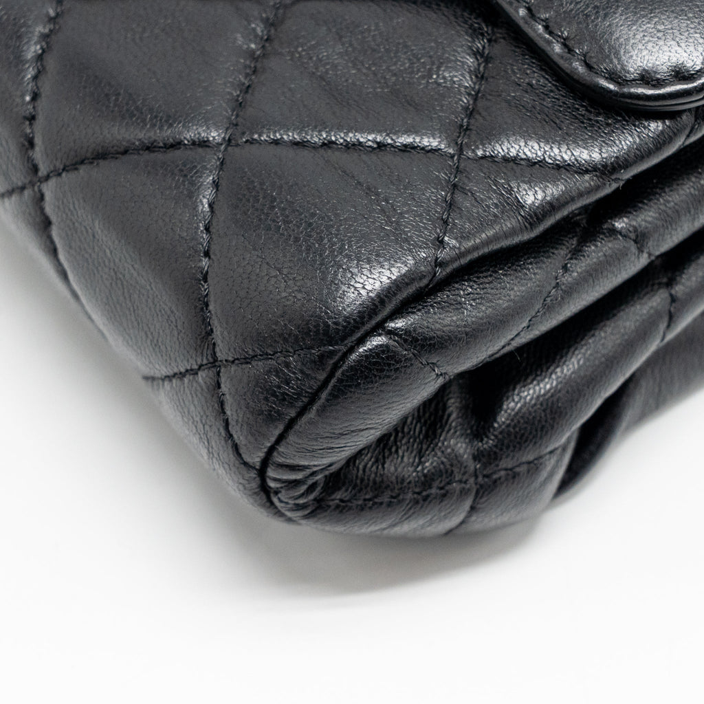 CHANEL 22C QUILTED FLAP BAG LAMBSKIN BLACK GHW (MICROCHIP)