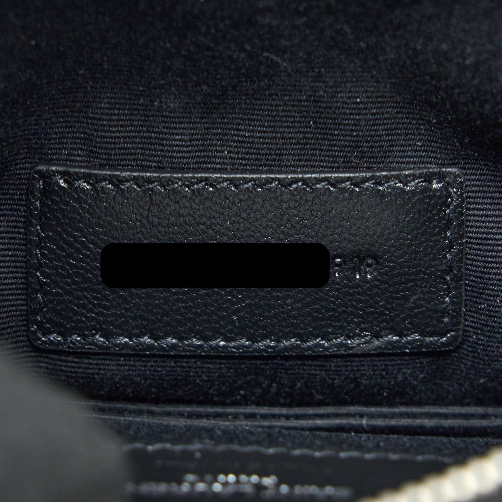 SAINT LAURENT CASSANDRA MATELASSE ZIPPED POUCH GRAINED CALFSKIN BLACK SHW
