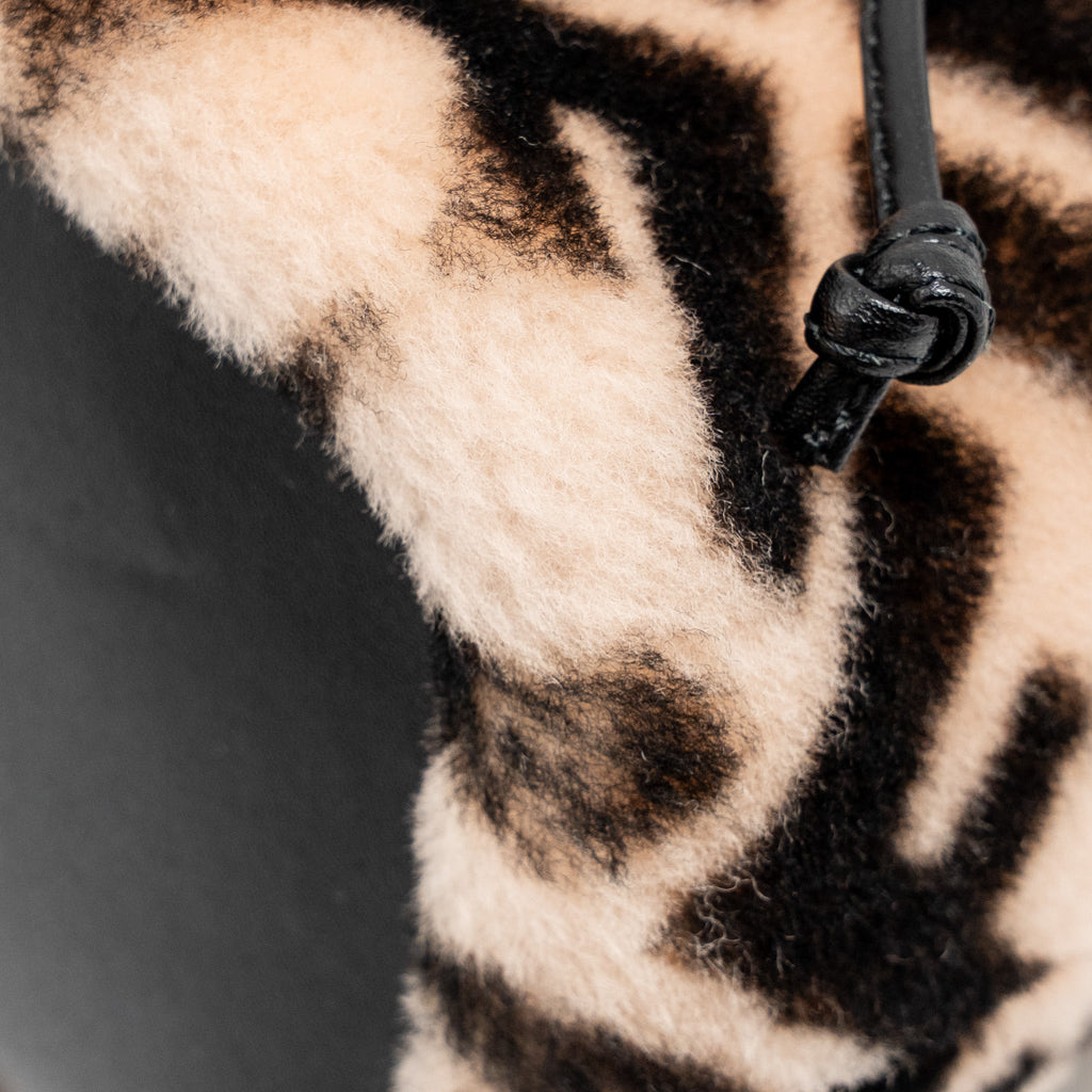 FENDI MON TRESOR BUCKET BAG SHEARLING ZUCCA PINK/BLACK GHW
