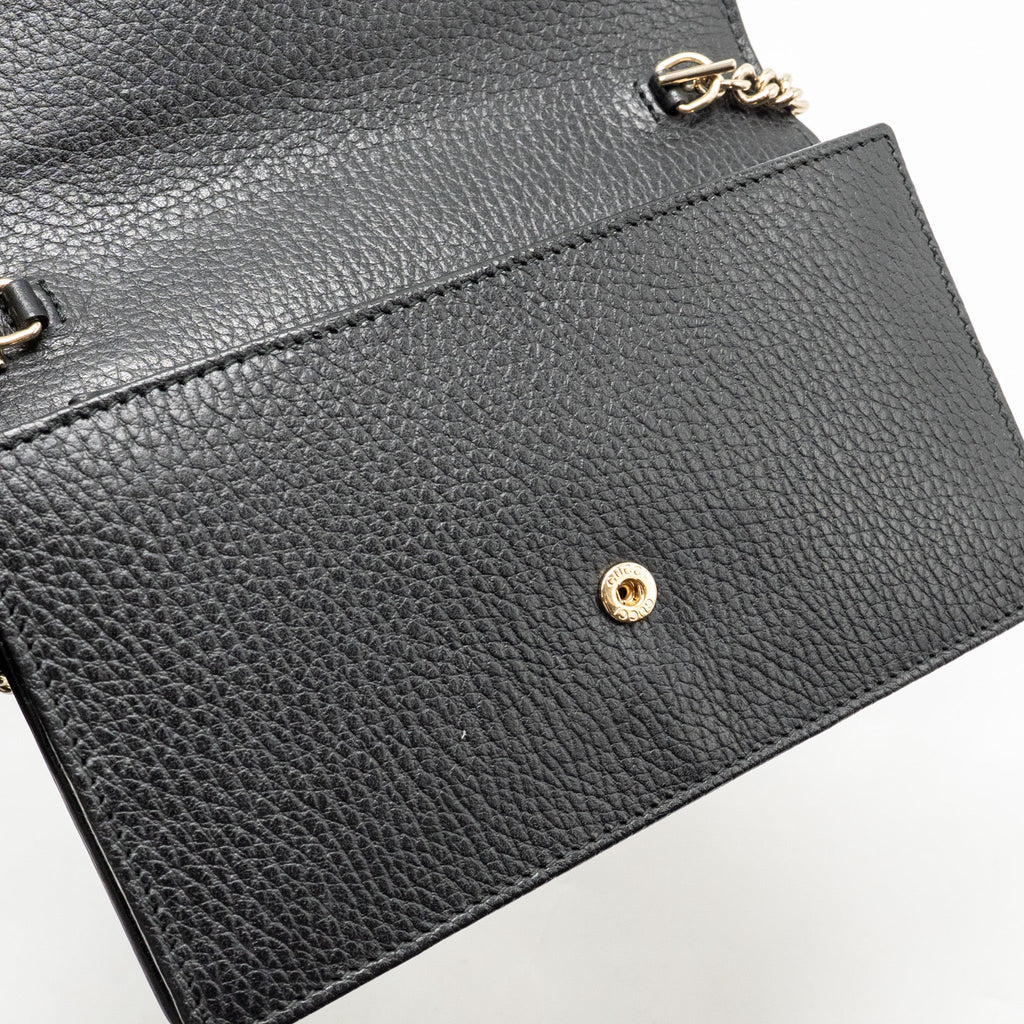 GUCCI INTERLOCKING CHAIN WALLET CALFSKIN BLACK GHW