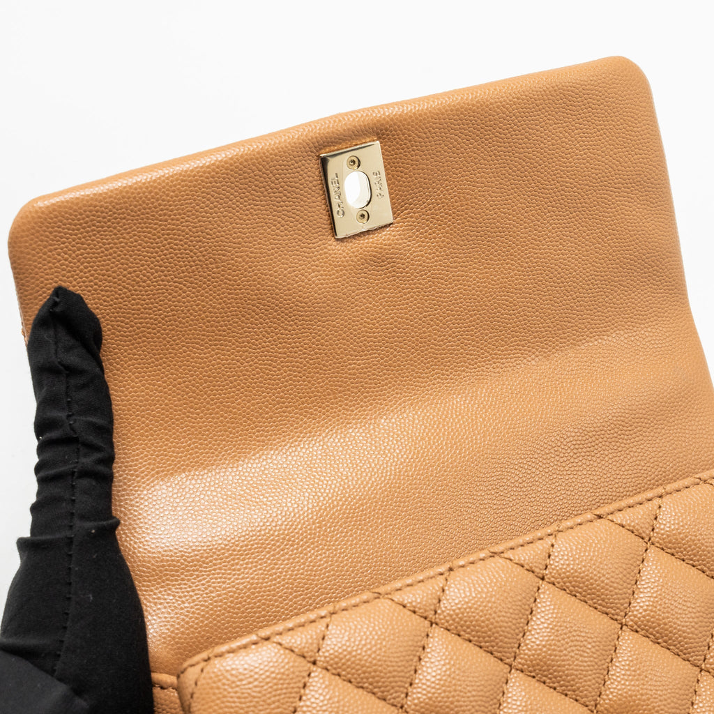 CHANEL 21P SMALL COCO HANDLE CAVIAR CARAMEL LGHW