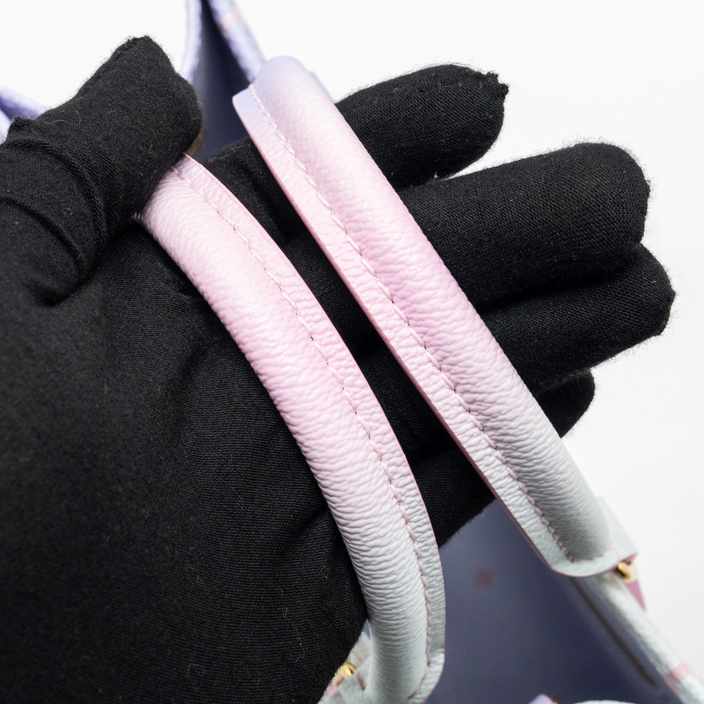 LOUIS VUITTON ONTHEGO PM CALFSKIN SUNRISE PASTEL MULTICOLOUR PINK / PURPLE GHW