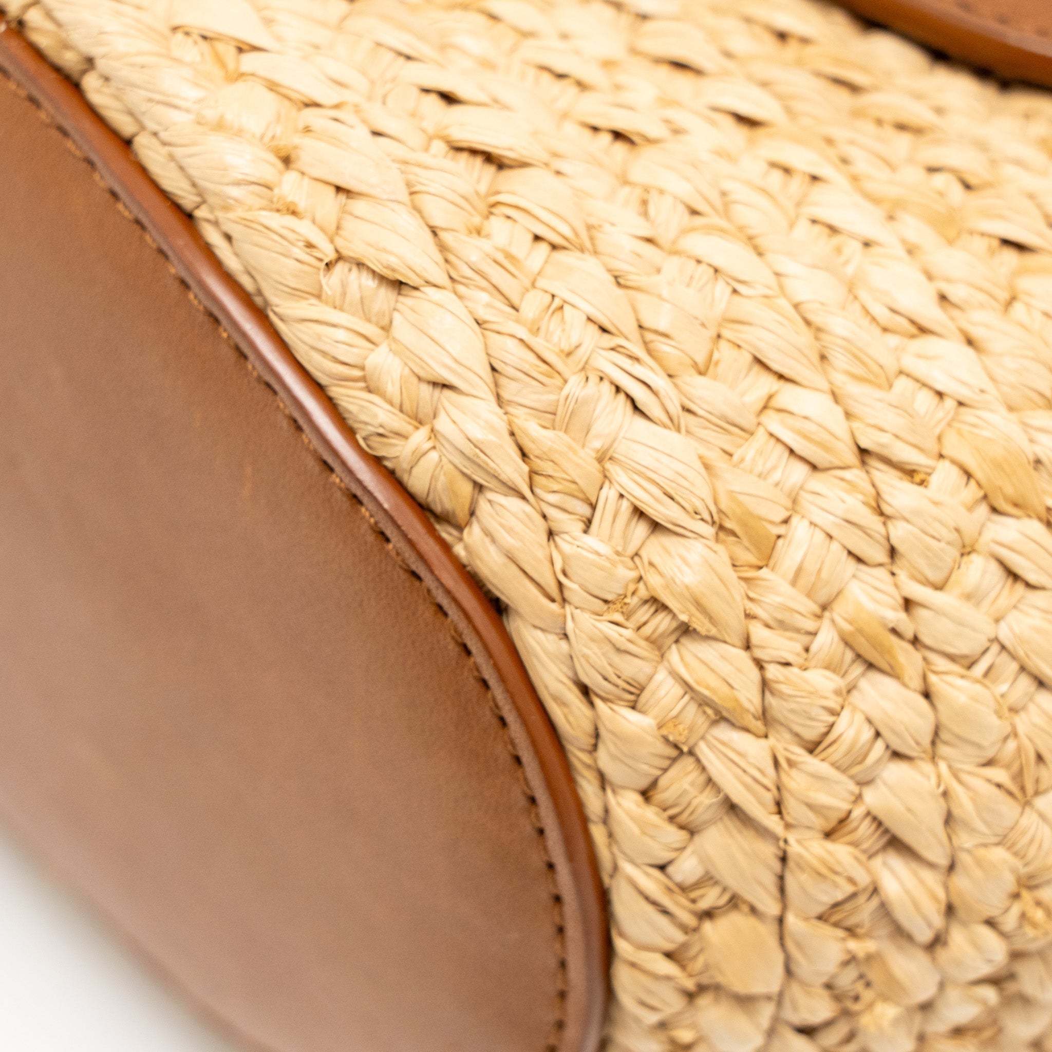 SAINT LAURENT MINI BASKET BAG RAFFIA/CALFSKIN LEATHER BROWN GHW