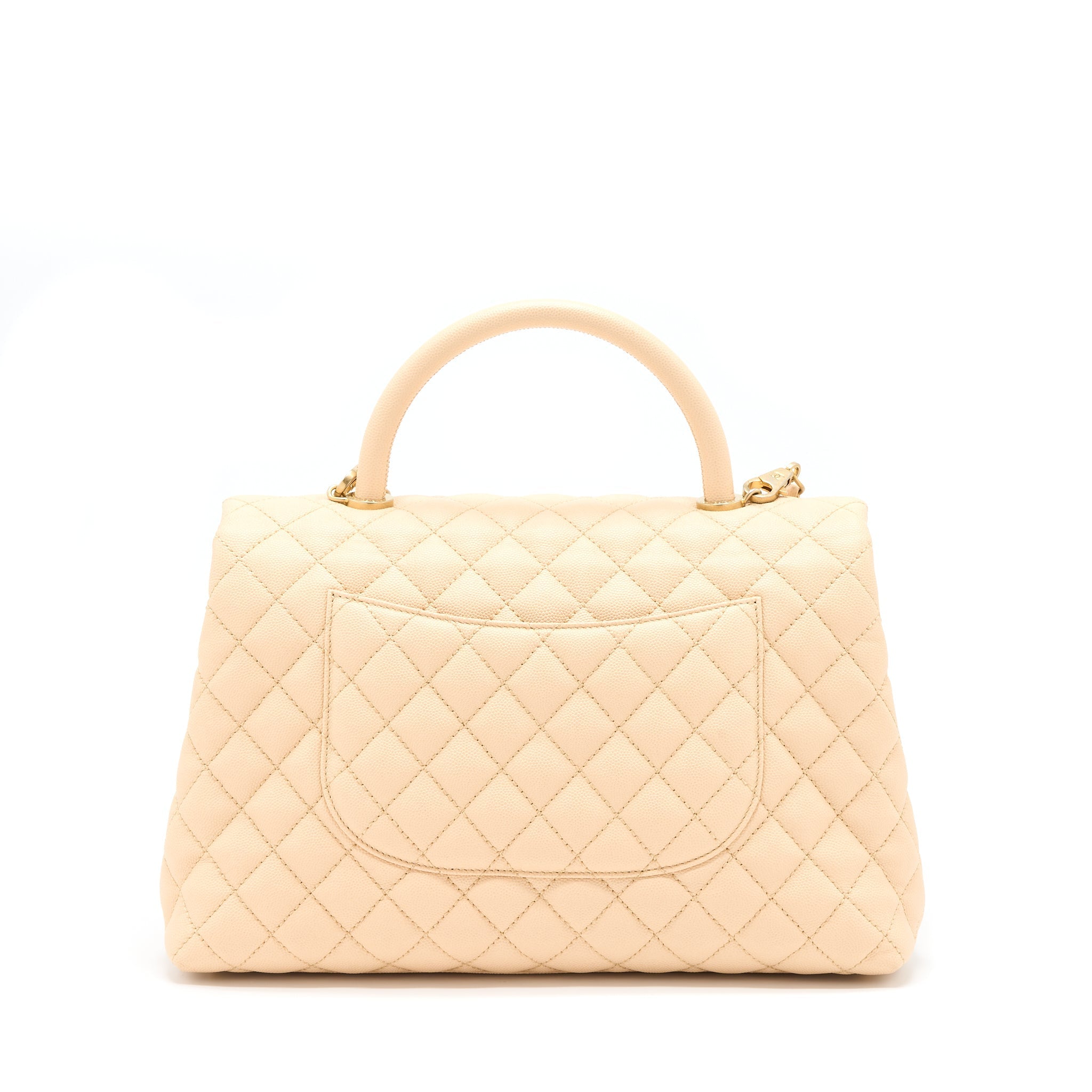 CHANEL COCO TOP HANDLE FLAP BAG CAVIAR BEIGE GHW