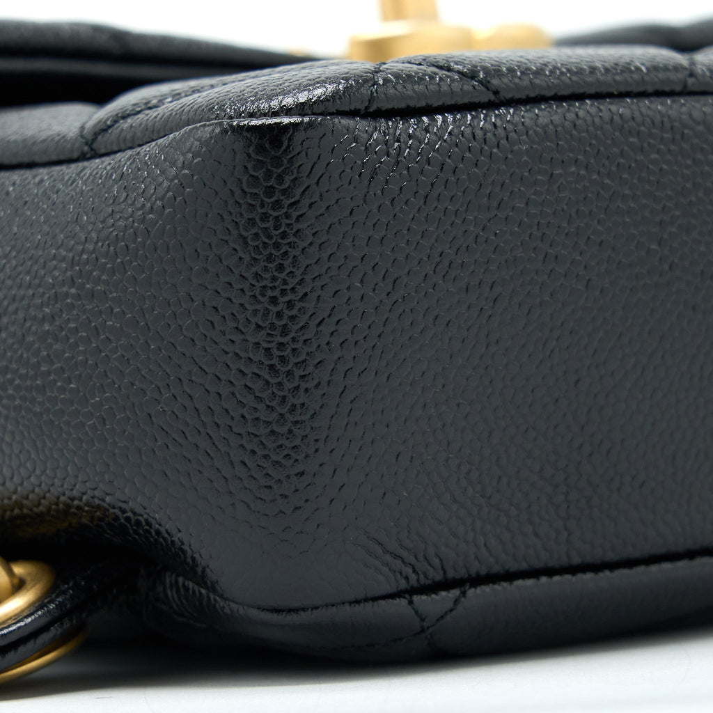 CHANEL 22P FLAP BACKPACK CAVIAR BLACK BRUSHED GHW (MICROCHIP)