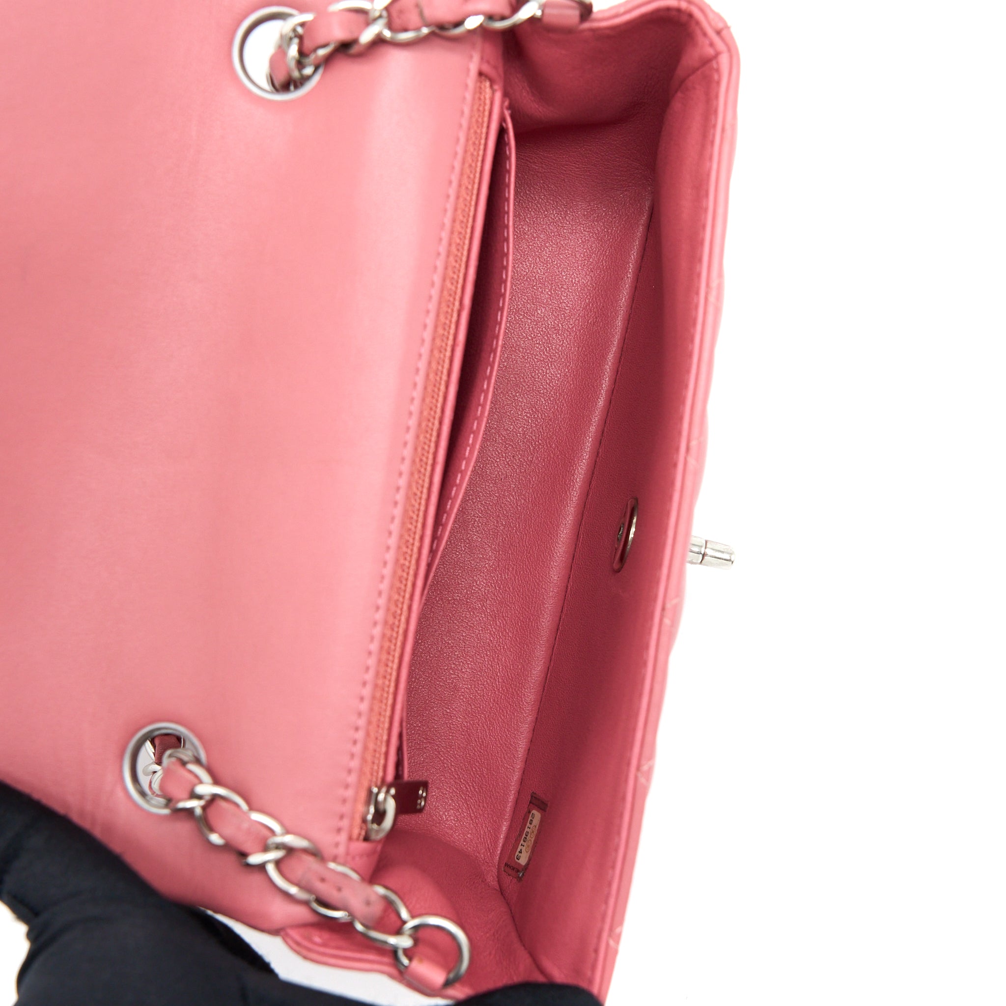 CHANEL MINI RECTANGULAR FLAP BAG LAMBSKIN PINK SHW