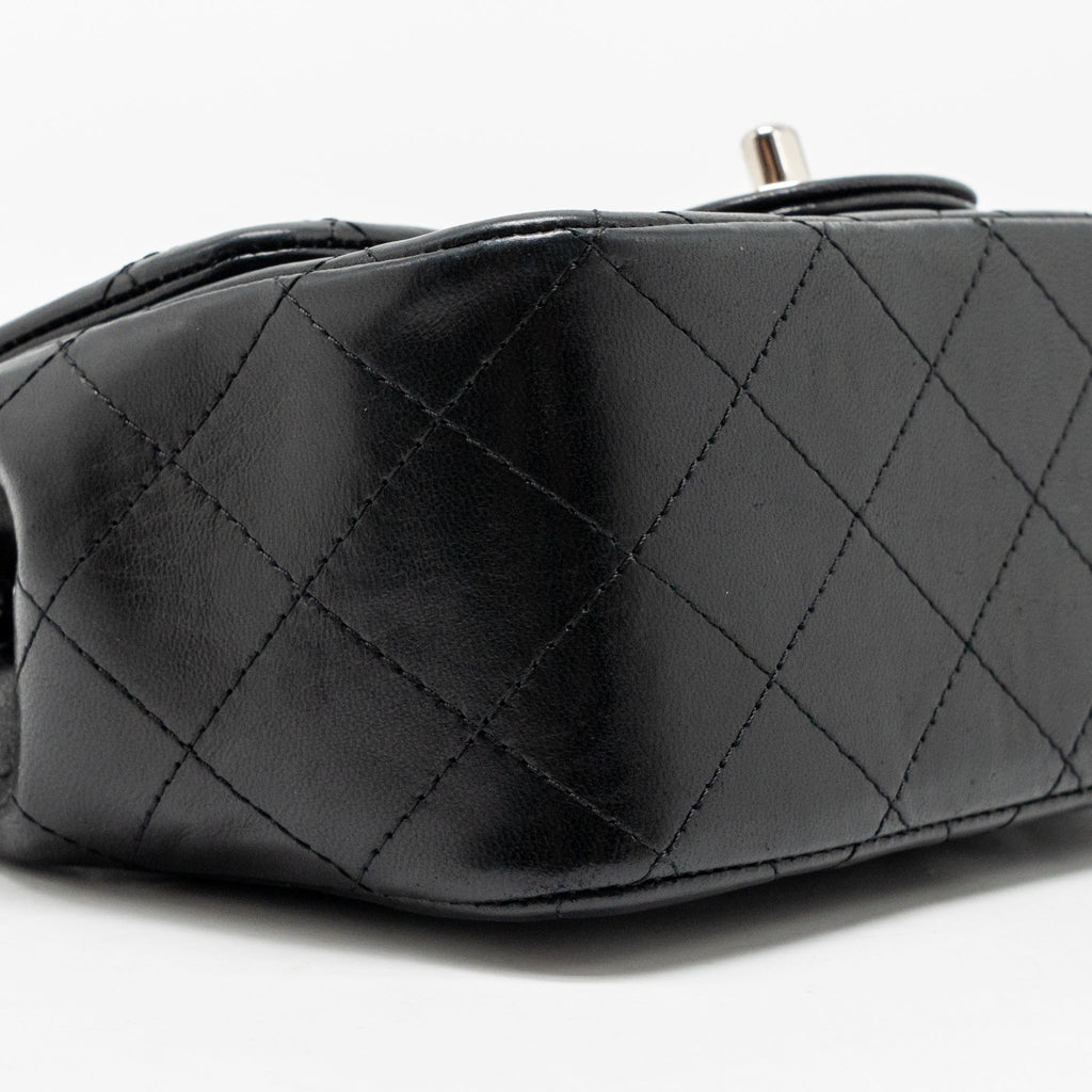 CHANEL CLASSIC MINI SQUARE FLAP BAG LAMBSKIN BLACK SHW
