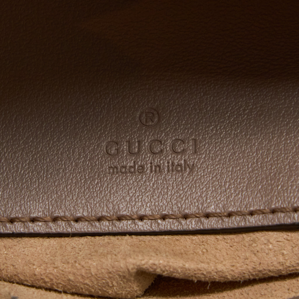 GUCCI GG MARMONT MINI BUCKET DARK BEIGE GHW