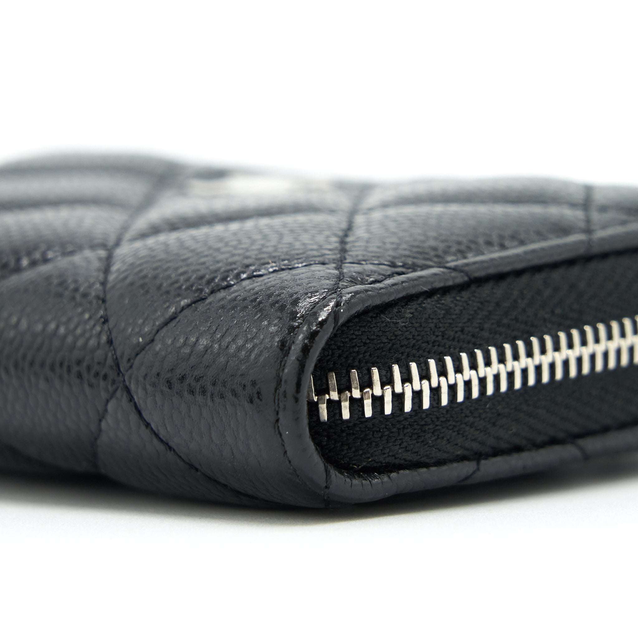 CHANEL MINI ZIPPY CARD HOLDER WITH CHAIN CAVIAR BLACK SHW