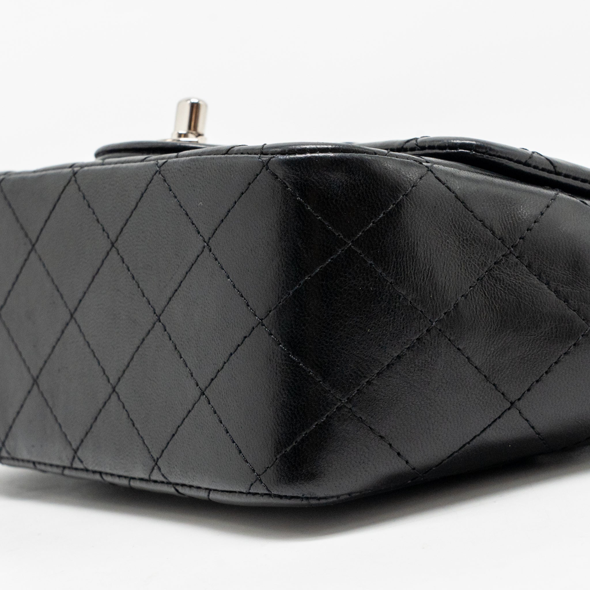 CHANEL CLASSIC MINI SQUARE FLAP BAG LAMBSKIN BLACK SHW