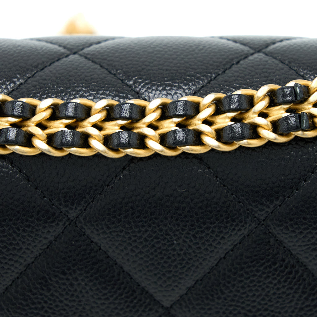 CHANEL 22P FLAP BACKPACK CAVIAR BLACK BRUSHED GHW (MICROCHIP)