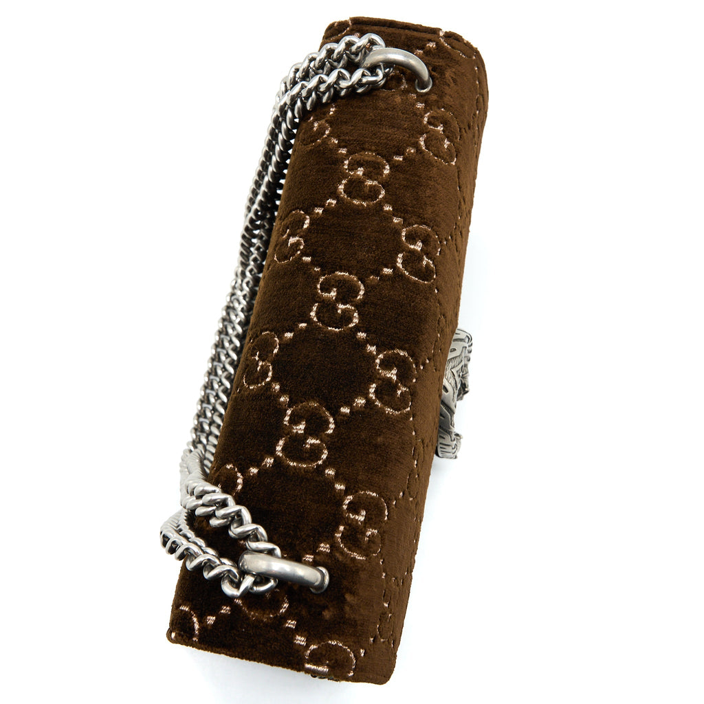 GUCCI SMALL DIONYSUS GG SUPREME VELVET BROWN SHW