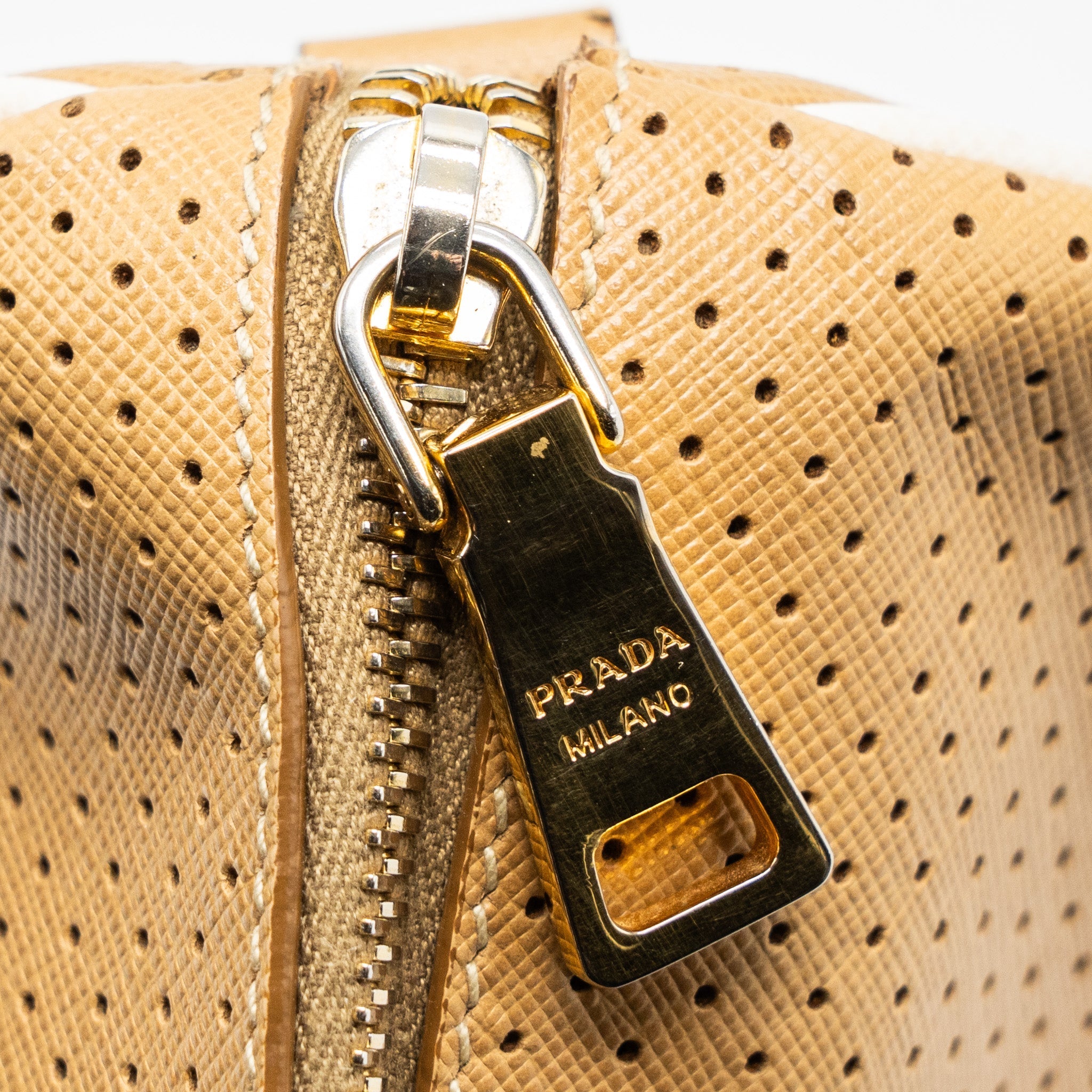 PRADA BOSTON TOTE BAG CALFSKIN LEATHER BEIGE GHW