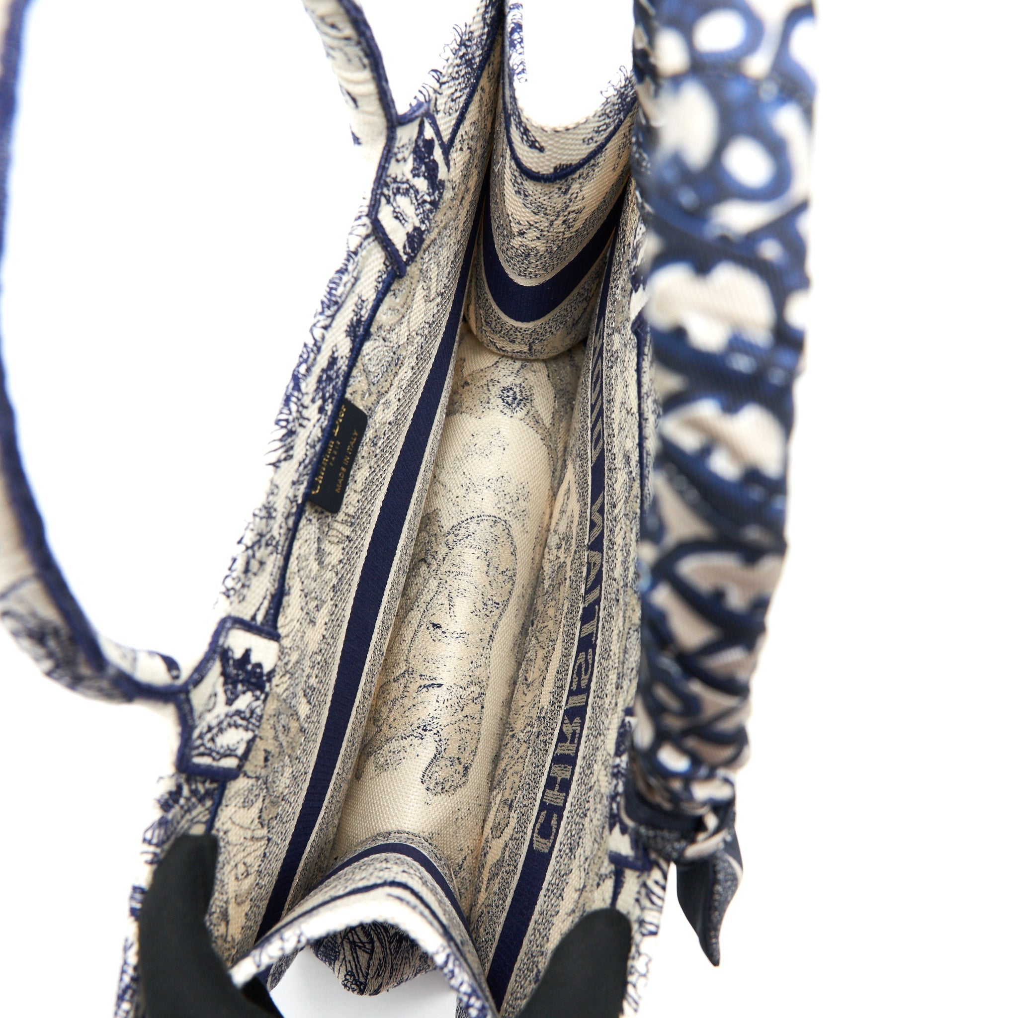 DIOR SMALL BOOK TOTE TOILE DE JOUY NAVY WITH SILK TILLY SCARF