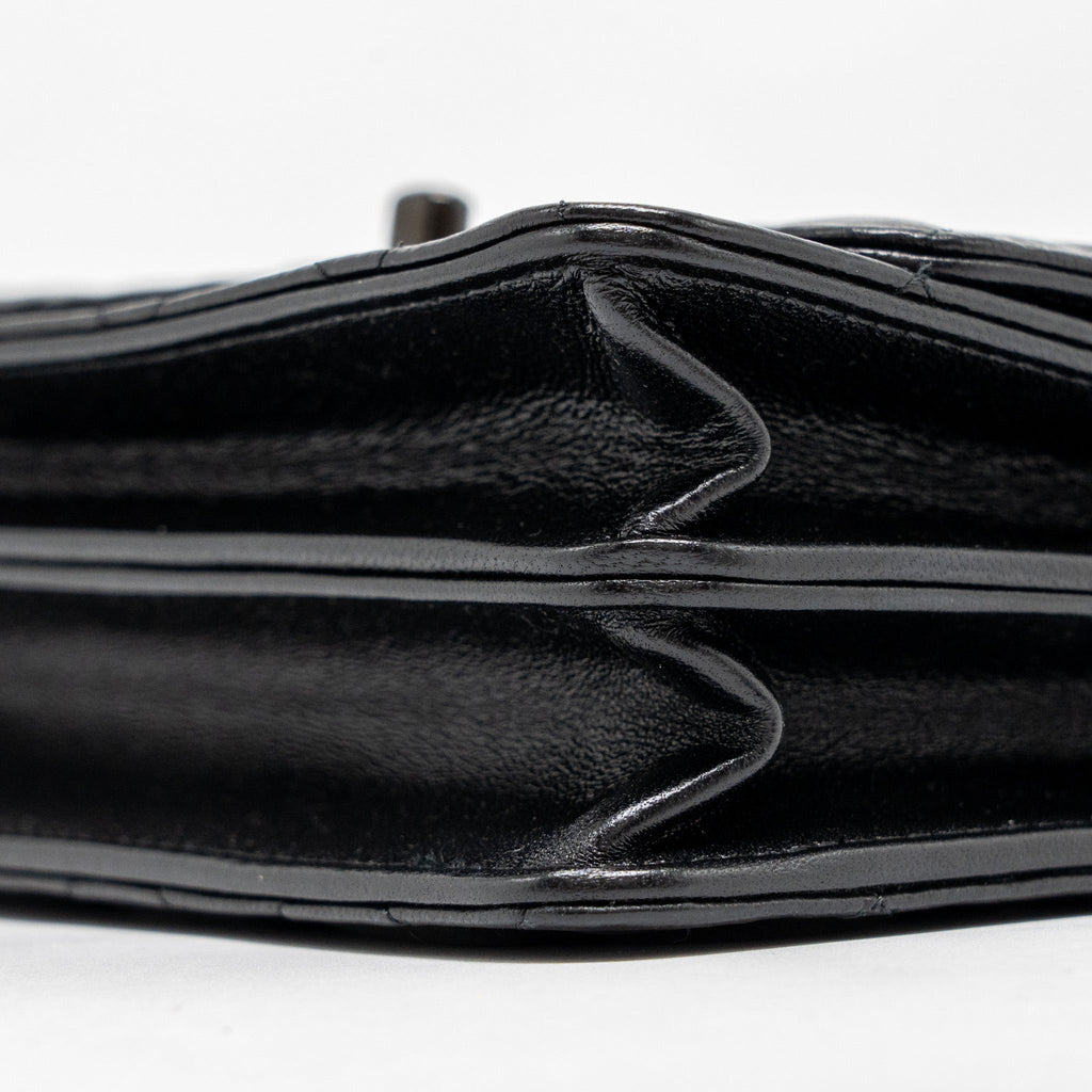 CHANEL TOP HANDLE FLAP WALLET WITH CHAIN LAMBSKIN SO BLACK (MICROCHIP)