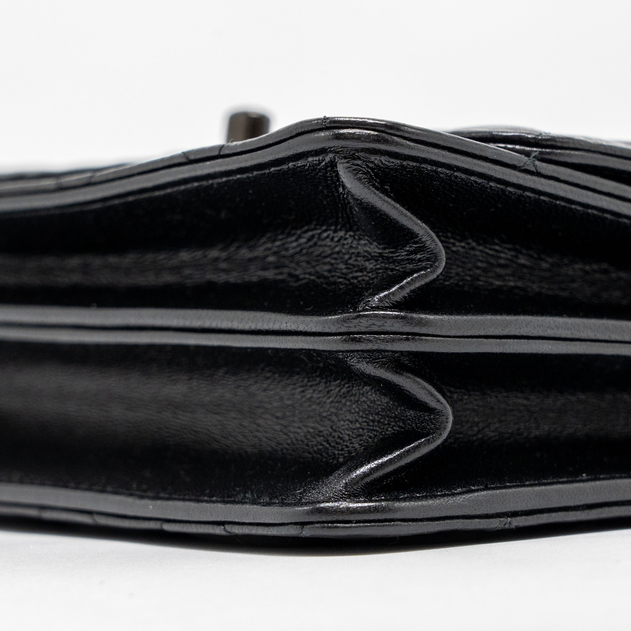 CHANEL TOP HANDLE FLAP WALLET WITH CHAIN LAMBSKIN SO BLACK (MICROCHIP)