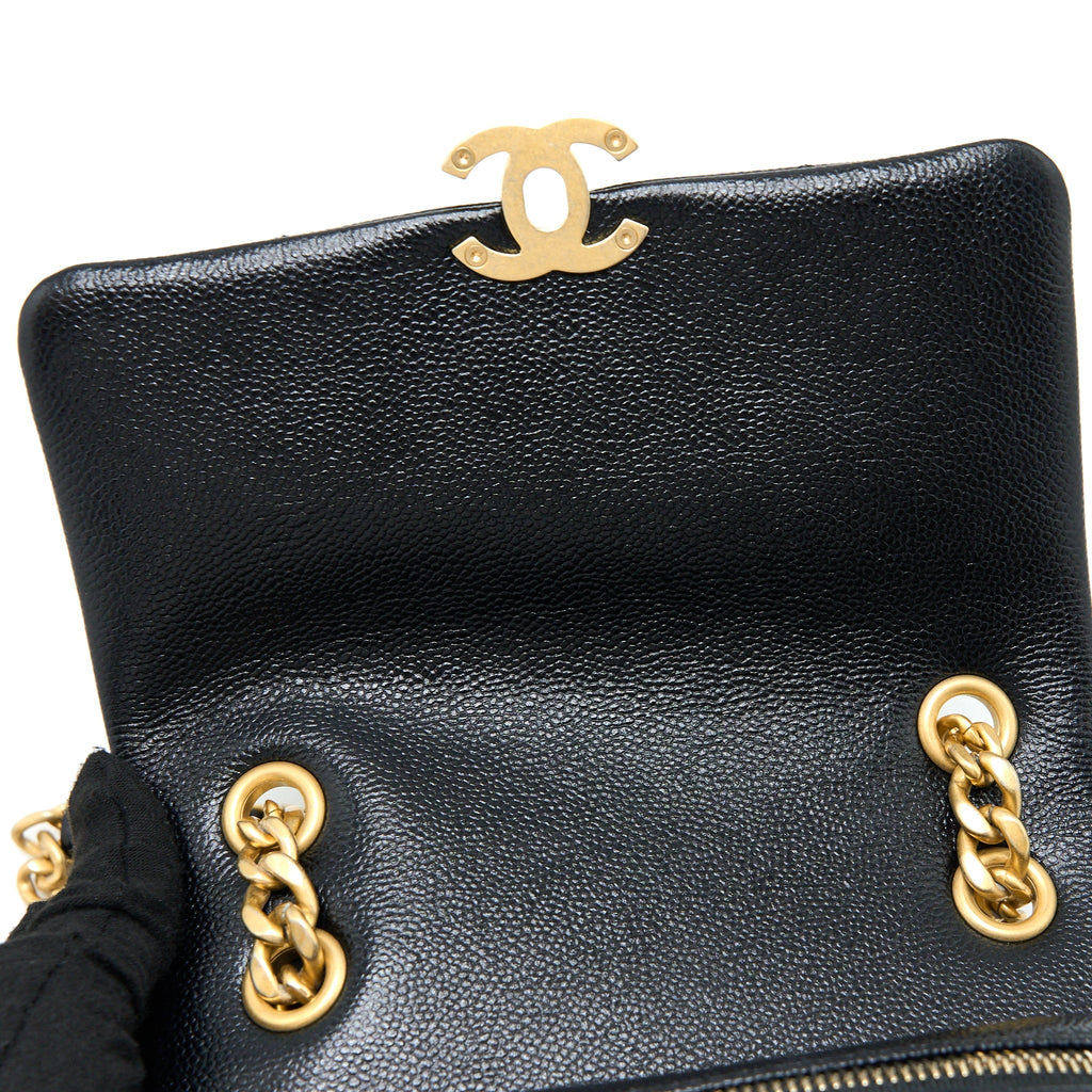 CHANEL 22P FLAP BACKPACK CAVIAR BLACK BRUSHED GHW (MICROCHIP)