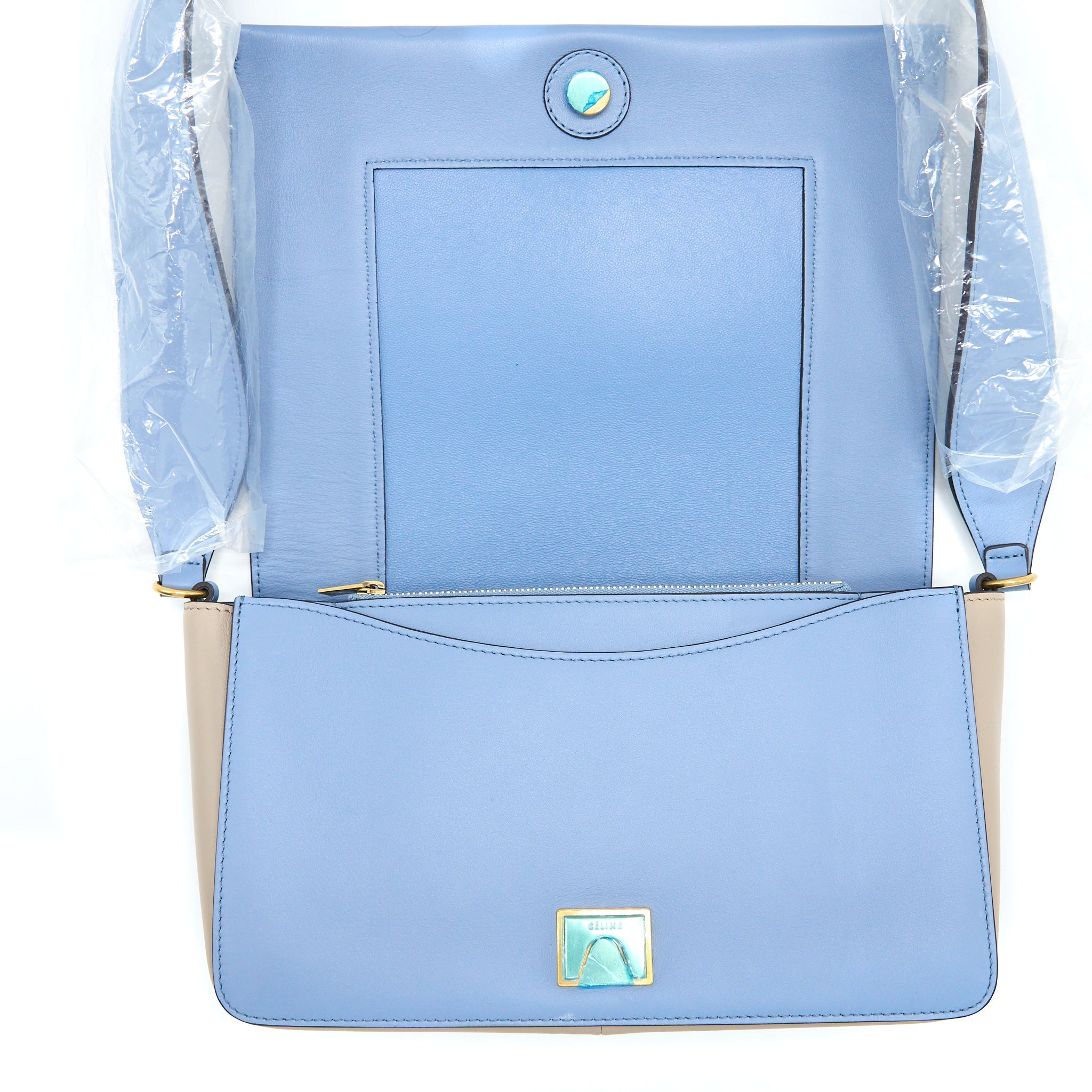 CELINE MEDIUM FRAME BAG MULTICOLOUR BLUE/LIGHT TAUPE GHW