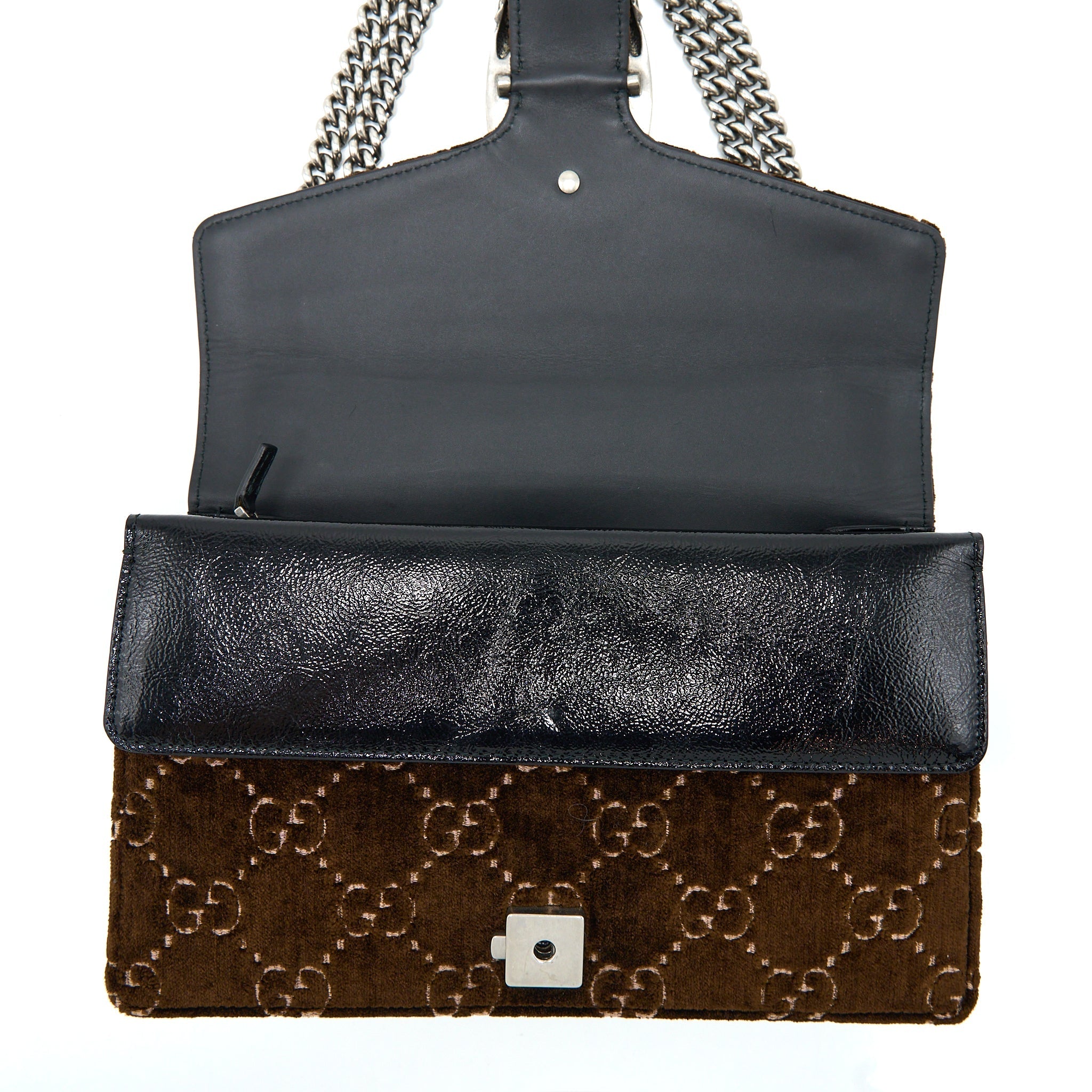 GUCCI SMALL DIONYSUS GG SUPREME VELVET BROWN SHW