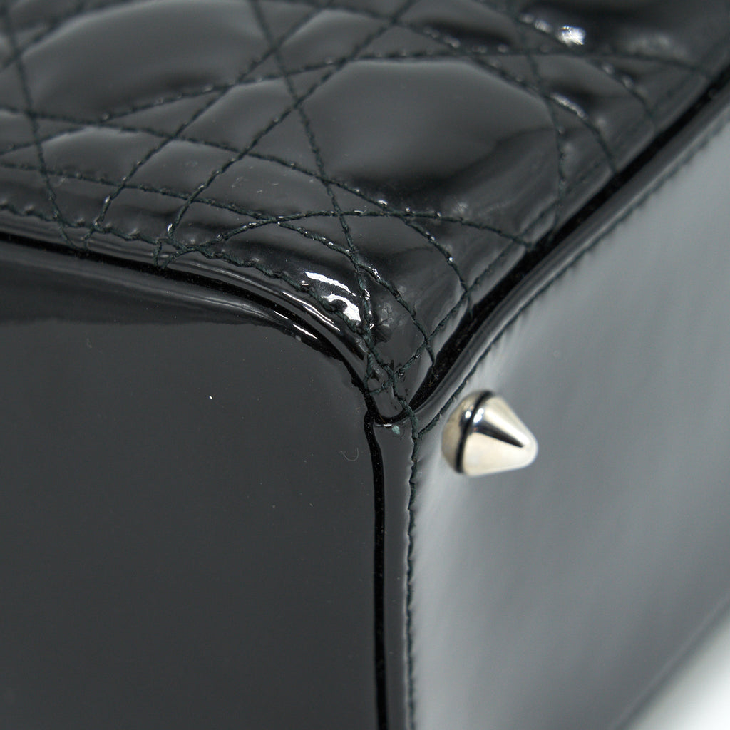 DIOR MEDIUM LADY DIOR PATENT LEATHER BLACK SHW