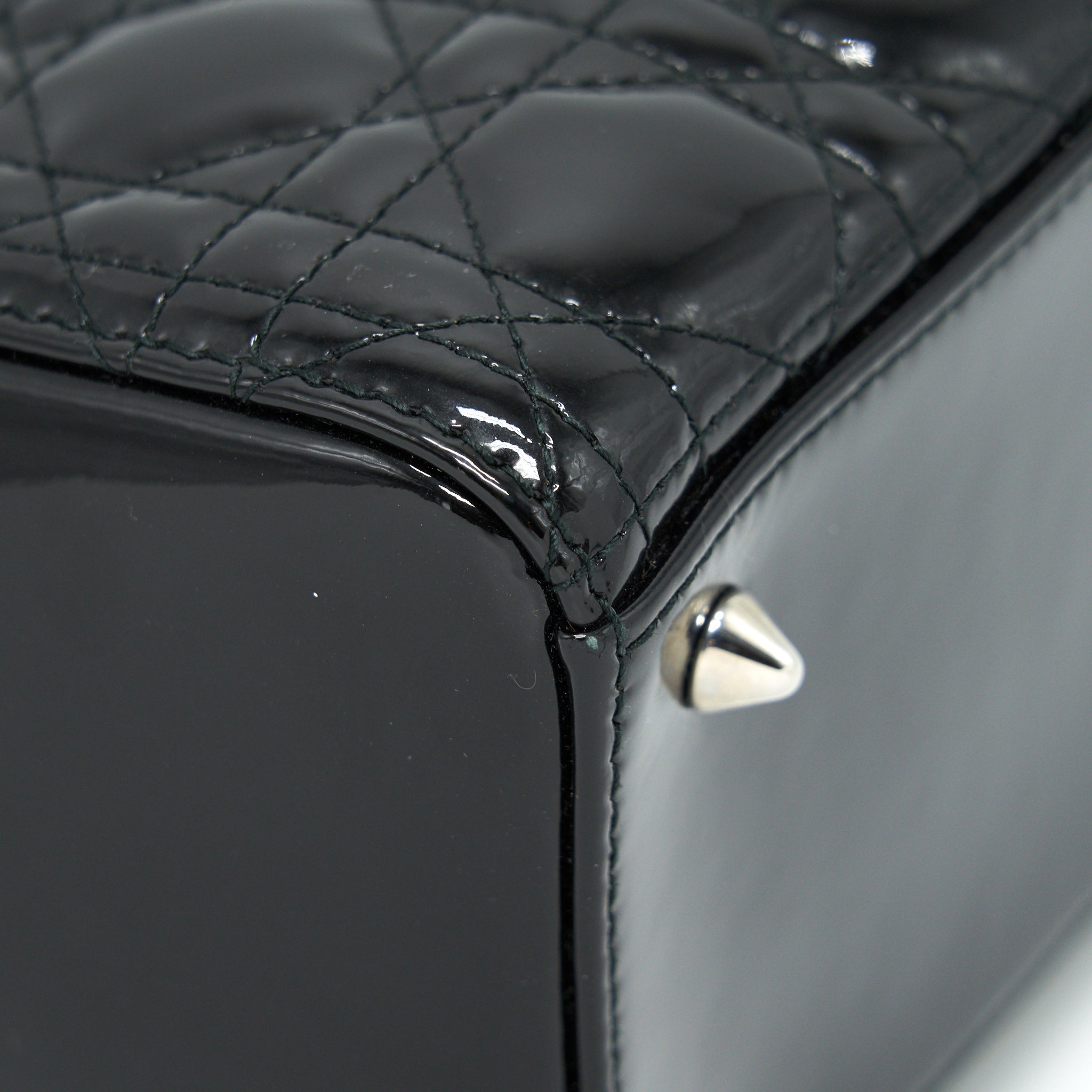 DIOR MEDIUM LADY DIOR PATENT LEATHER BLACK SHW