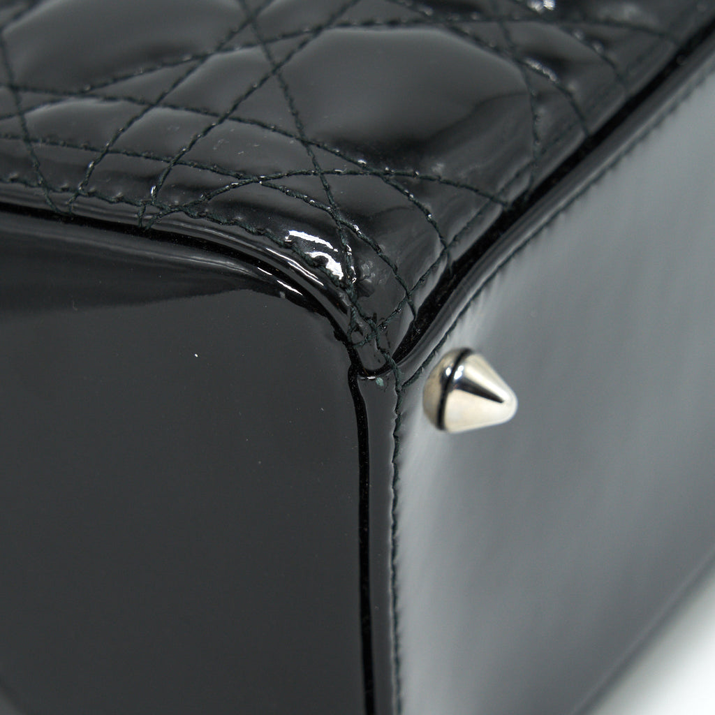 DIOR MEDIUM LADY DIOR PATENT LEATHER BLACK SHW