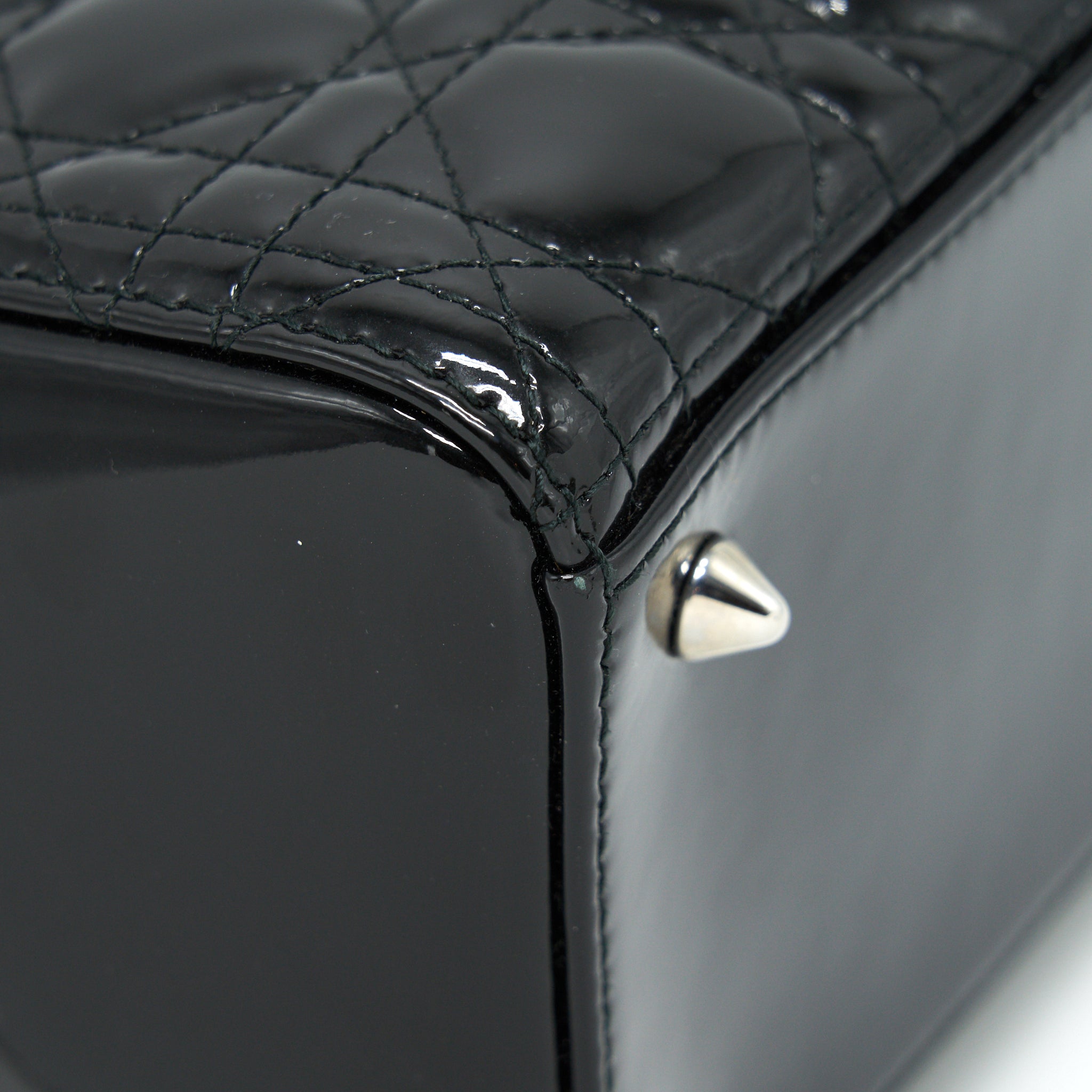 DIOR MEDIUM LADY DIOR PATENT LEATHER BLACK SHW