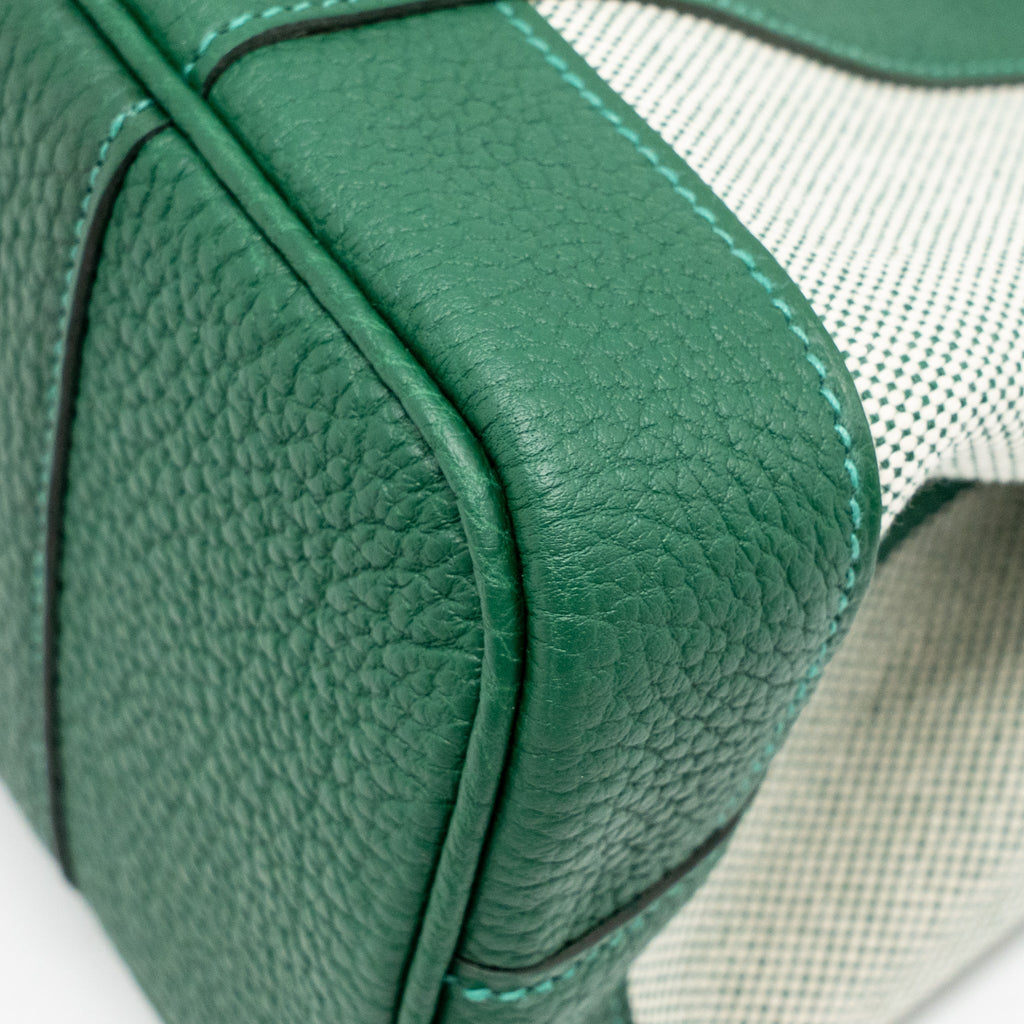 HERMES NEO GARDEN PARTY 23 CANVAS/NEGONDA ECRU/VERT MOYEN SHW
