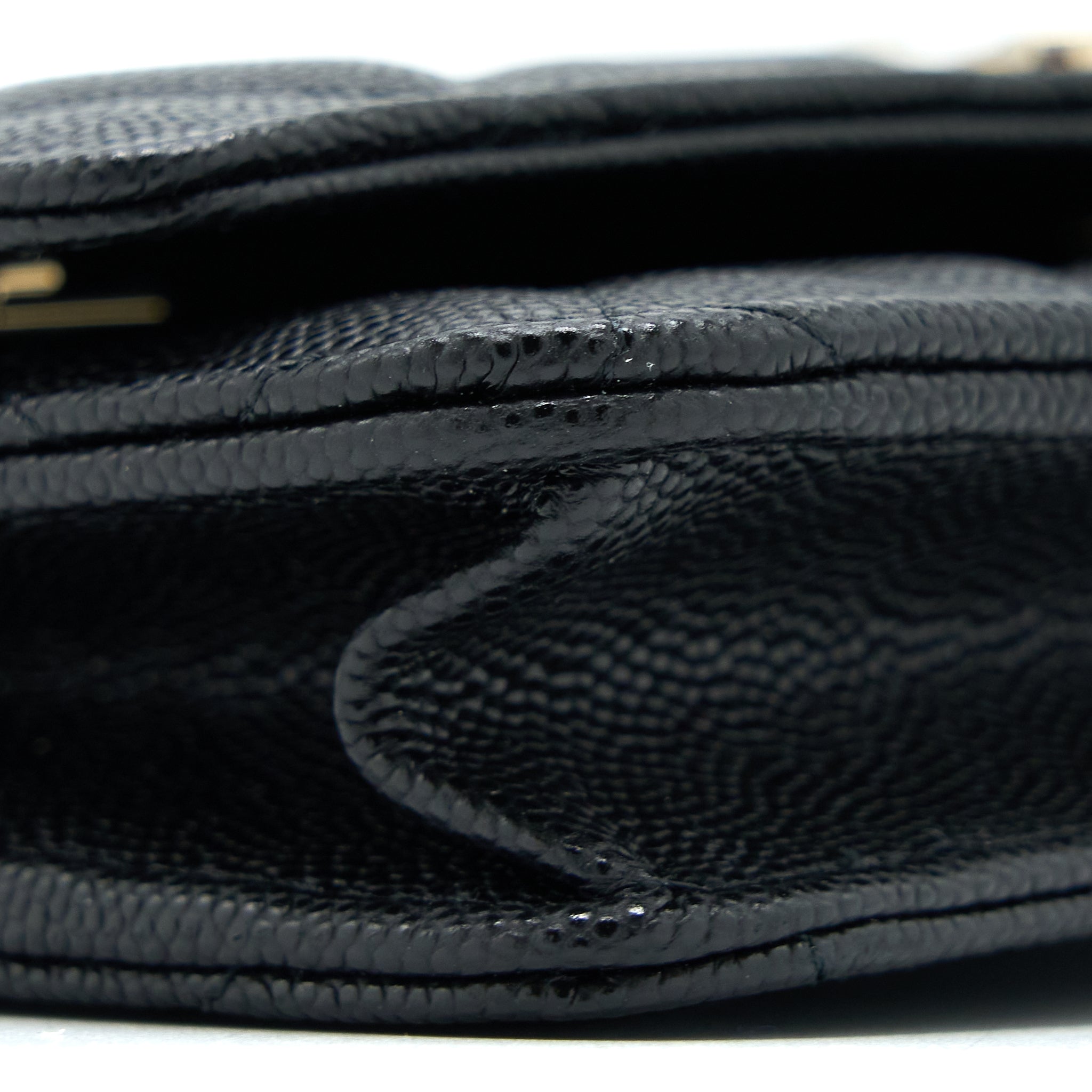 CHANEL 23C GIANT CC LOGO WALLET ON CHAIN CAVIAR BLACK LGHW (MICROCHIP)