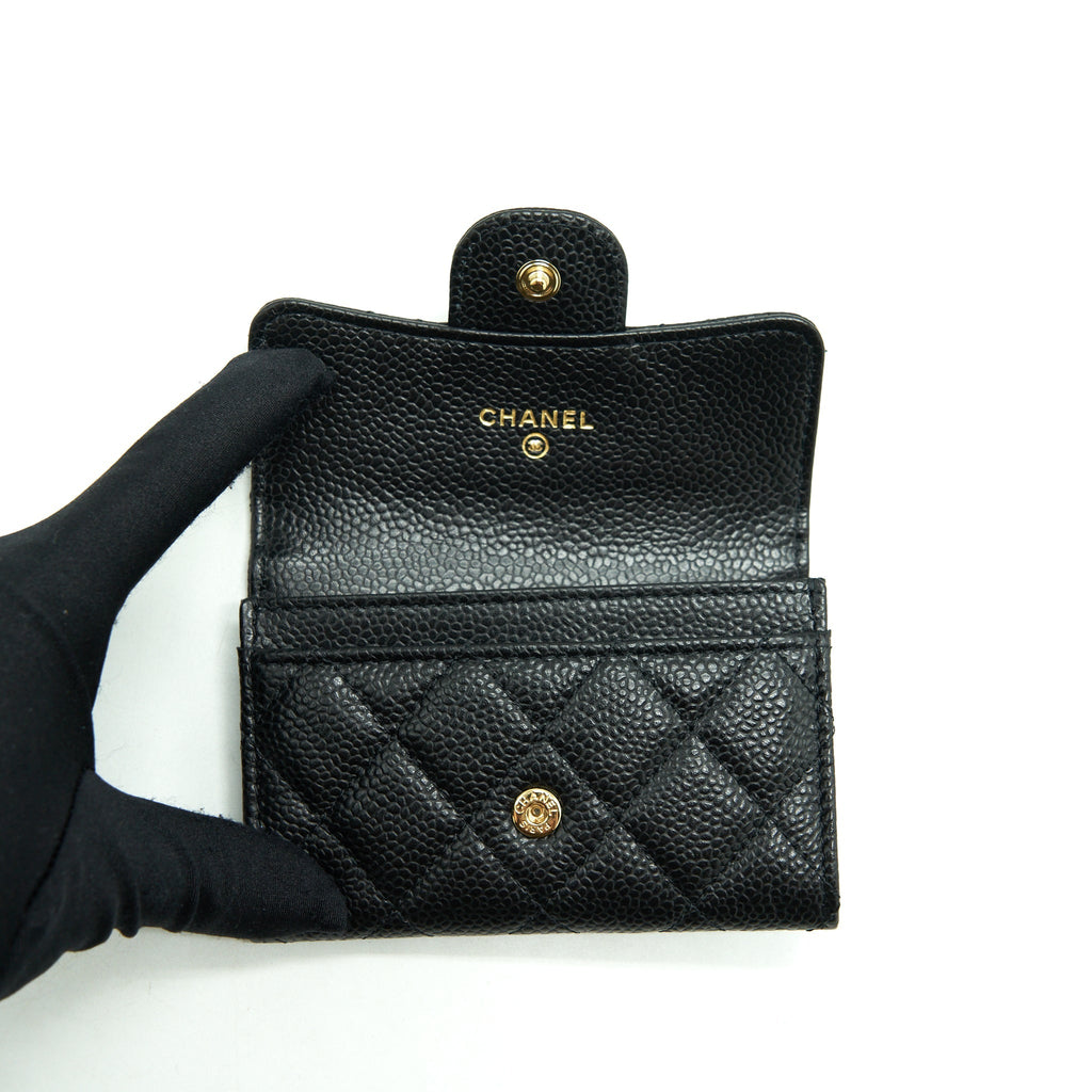 CHANEL CLASSIC FLAP CARD HOLDER CAVIAR BLACK GHW