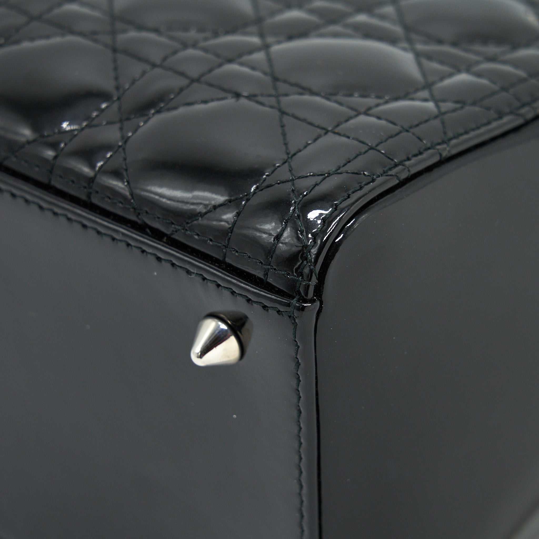 DIOR MEDIUM LADY DIOR PATENT LEATHER BLACK SHW