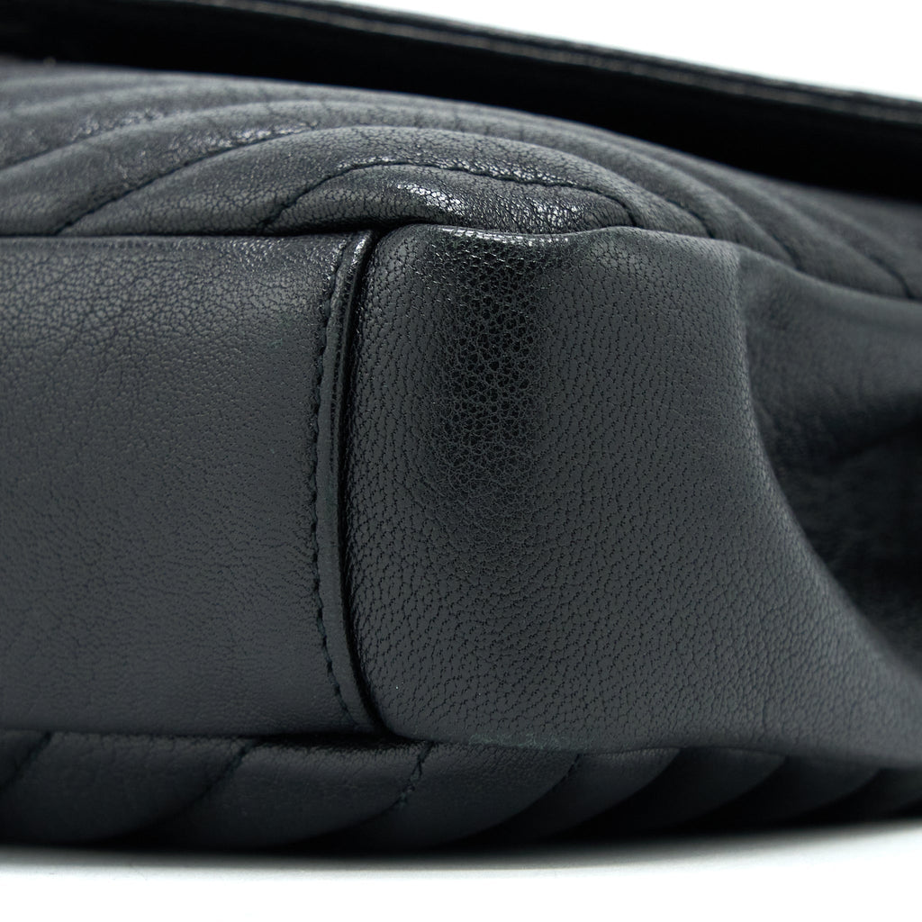 SAINT LAURENT/YSL QUILTED MEDIUM COLLEGE BAG LAMBSKIN BLACK RUTHENIUM HARDWARE