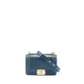CHANEL SMALL BOY BAG LIZARD DARK BLUE LGHW