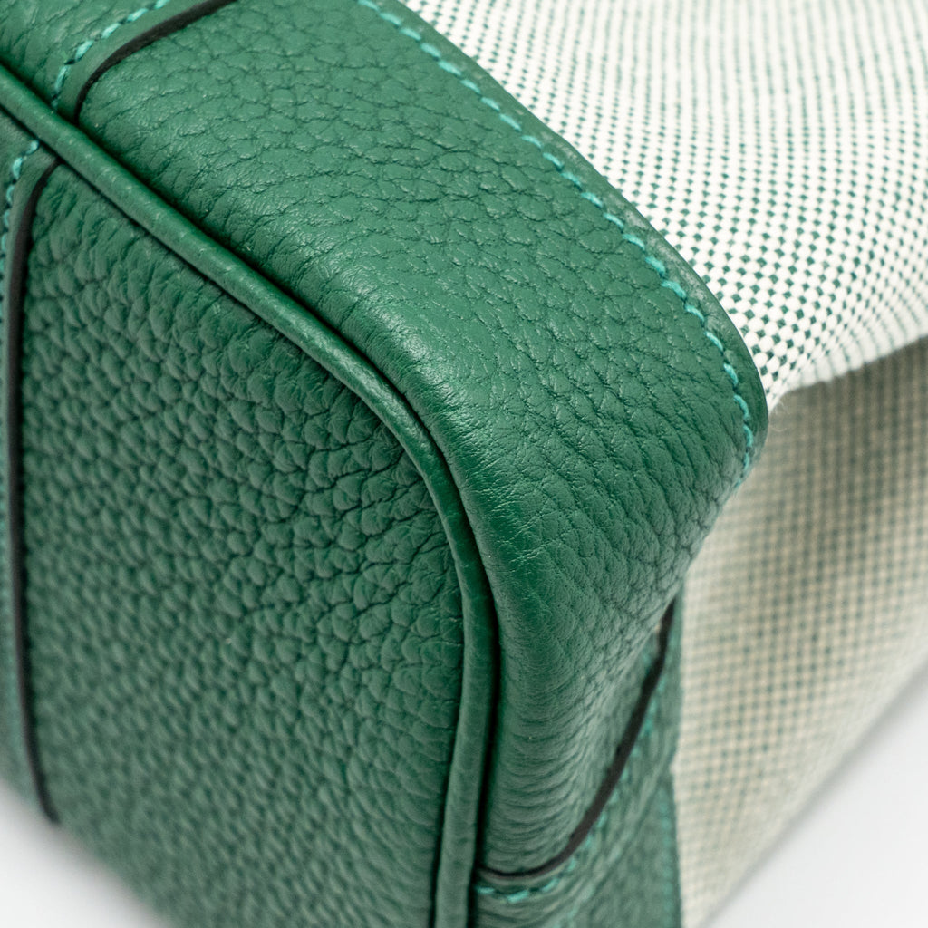 HERMES NEO GARDEN PARTY 23 CANVAS/NEGONDA ECRU/VERT MOYEN SHW