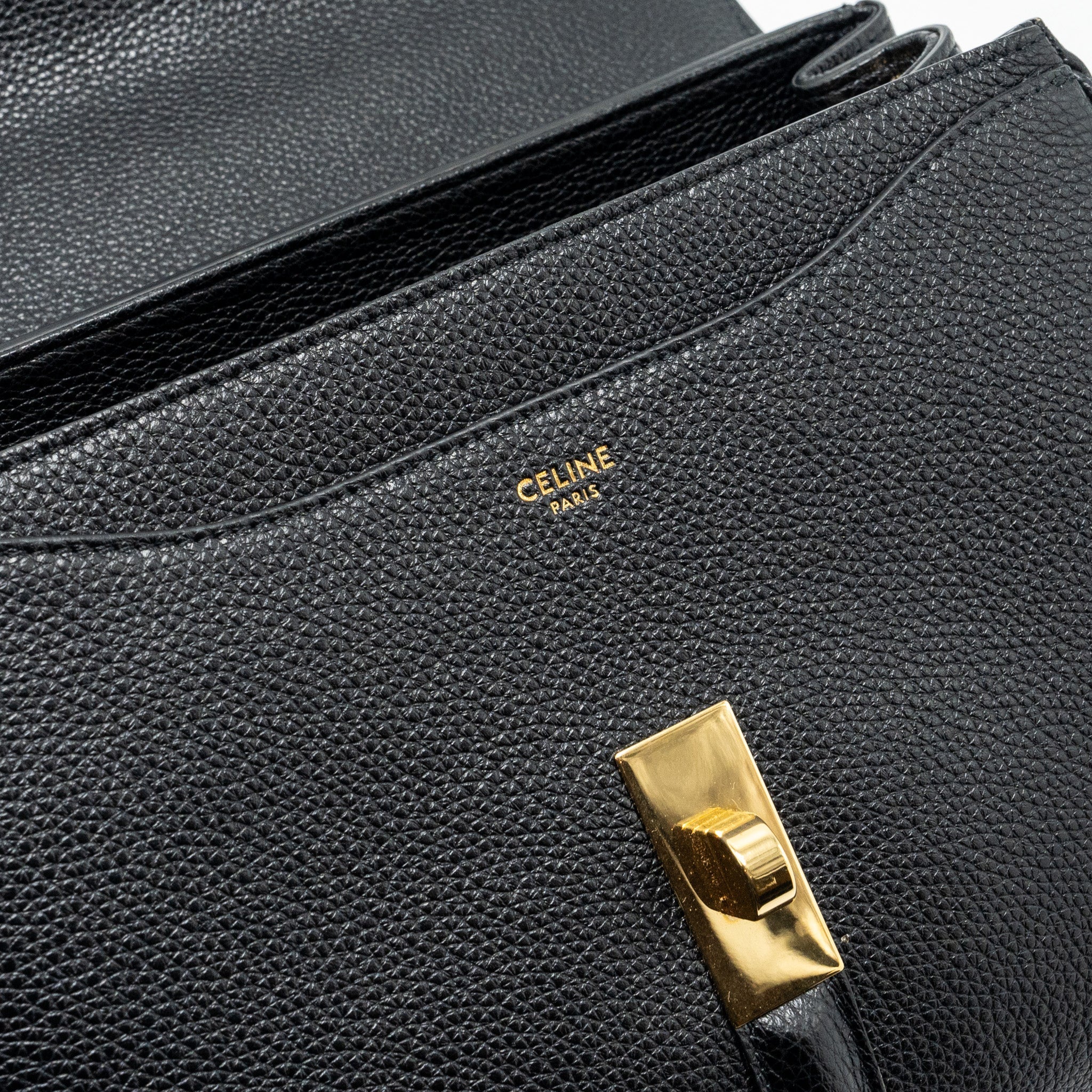 CELINE SMALL 16 BAG GRAINED CALFSKIN BLACK GHW