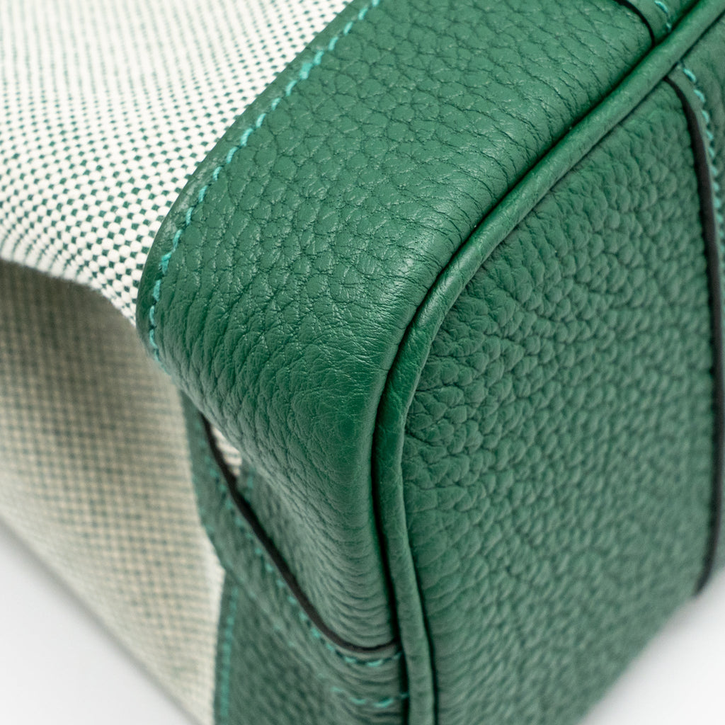 HERMES NEO GARDEN PARTY 23 CANVAS/NEGONDA ECRU/VERT MOYEN SHW