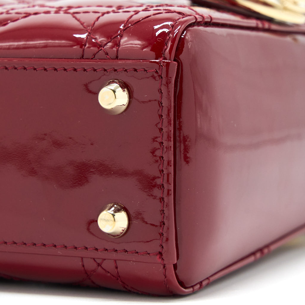 DIOR MINI LADY DIOR PATENT RED GHW