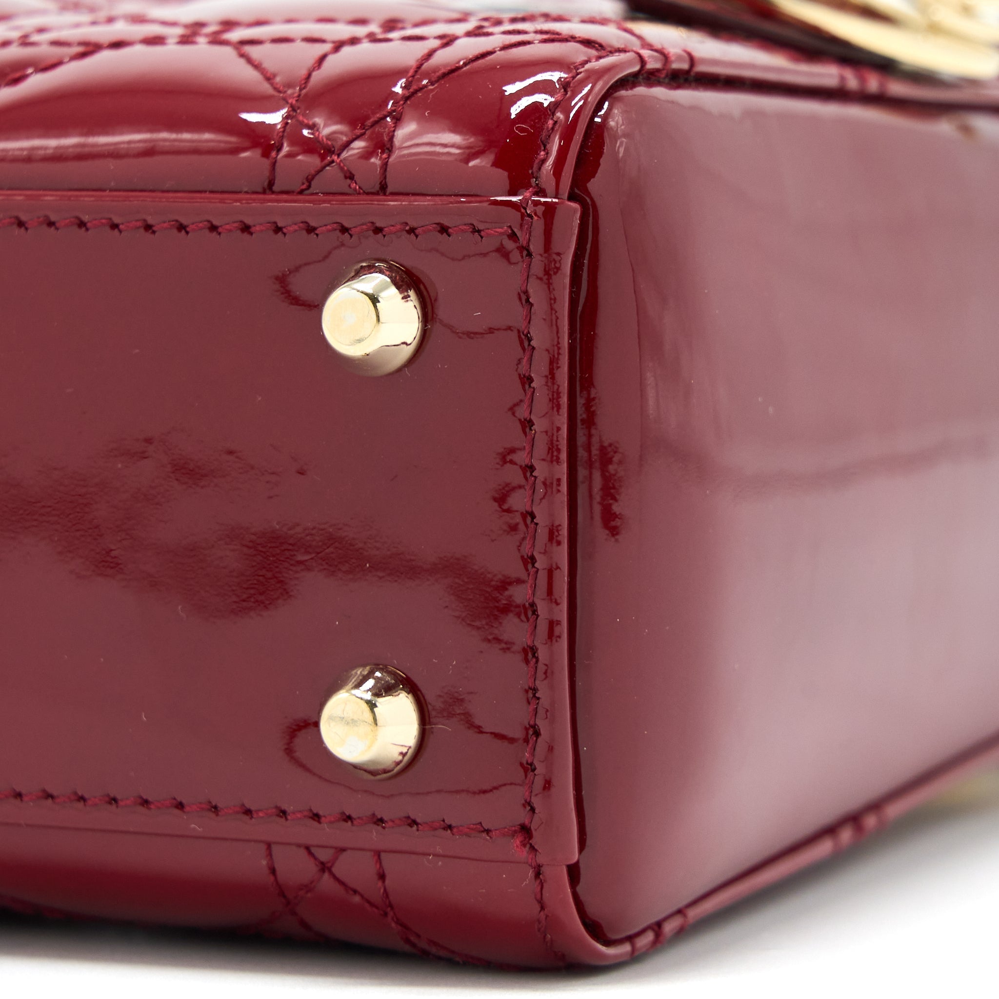 DIOR MINI LADY DIOR PATENT RED GHW