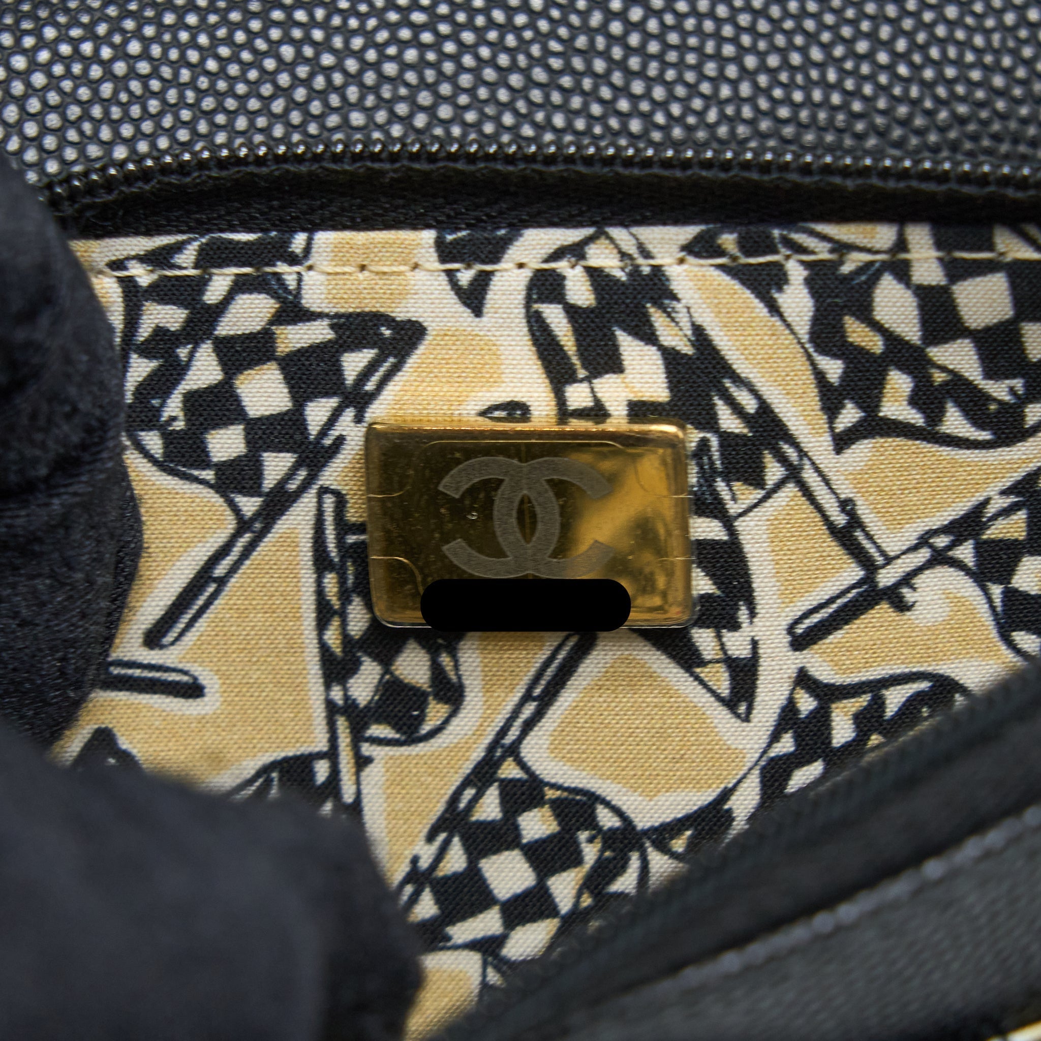 CHANEL 23C GIANT CC LOGO WALLET ON CHAIN CAVIAR BLACK LGHW (MICROCHIP)