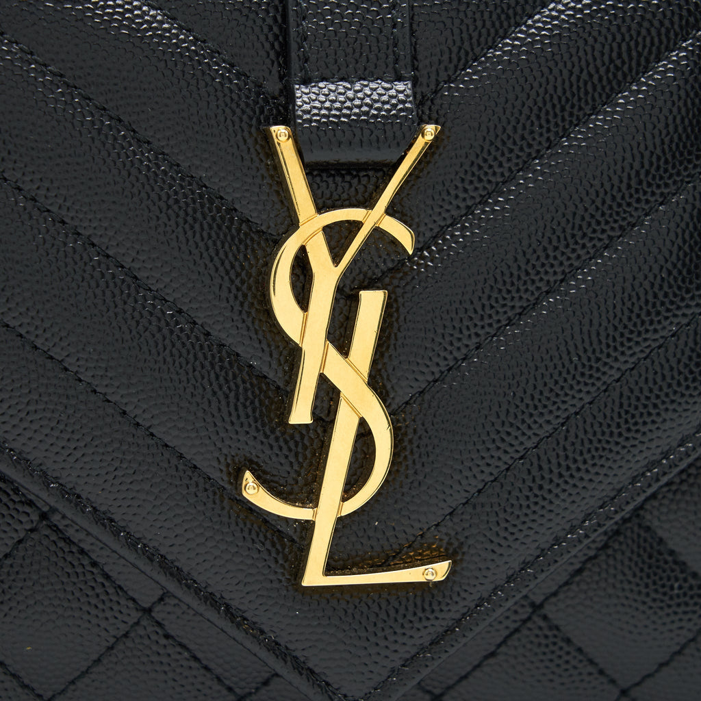 LAURENT SMALL ENVELOPE CROSSBODY BAG BLACK WITH GHW