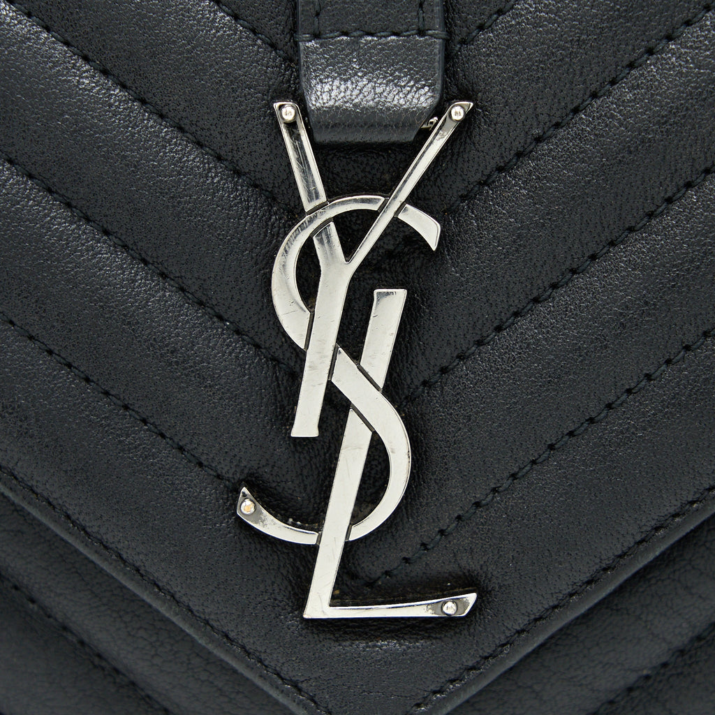 SAINT LAURENT/YSL QUILTED MEDIUM COLLEGE BAG LAMBSKIN BLACK RUTHENIUM HARDWARE