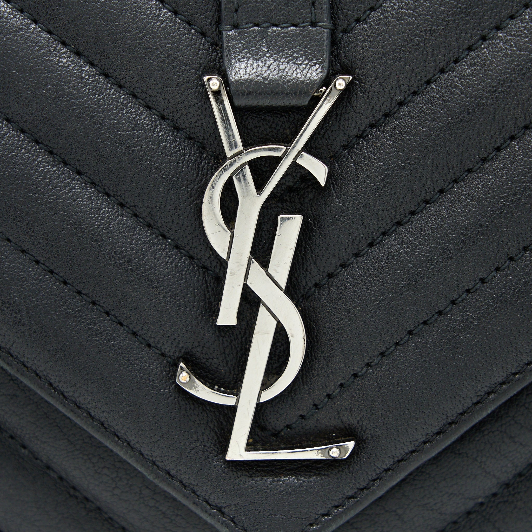 SAINT LAURENT/YSL QUILTED MEDIUM COLLEGE BAG LAMBSKIN BLACK RUTHENIUM HARDWARE