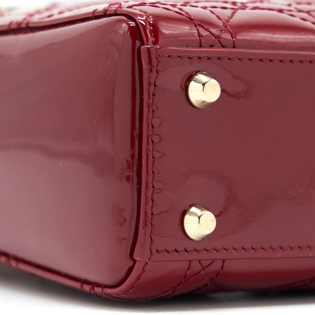 DIOR MINI LADY DIOR PATENT RED GHW